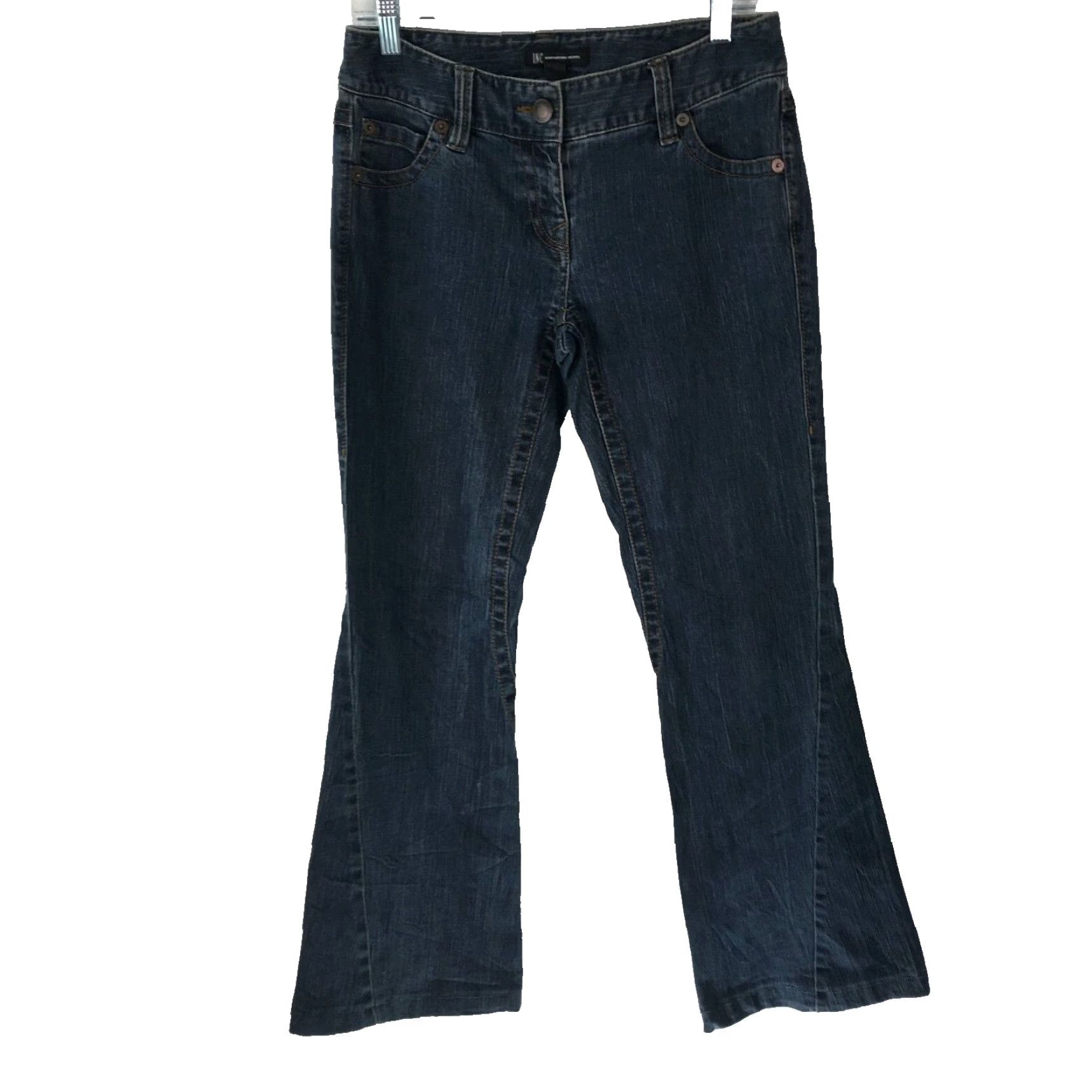 Vintage INC International Concepts Jeans Womens Flared Denim 30x30 Blue Size 4 Regular 5-Pocket Stretch Belt Loops Low Rise Apparel Standards Size 27" / US 4 / IT 40 - 2 Thumbnail