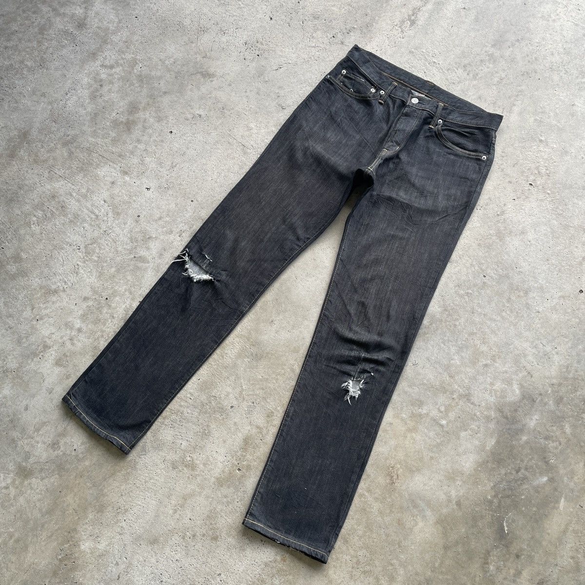 Japanese Brand W32💥 Vintage Edwin Black Distressed Jeans Denim Pants Size US 32 / EU 48 - 2 Thumbnail