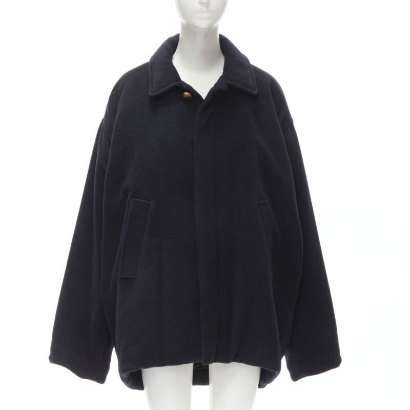Balenciaga new BALENCIAGA DEMNA 2019 navy camel antique gold button cocoon coat FR38 M Size M / US 6-8 / IT 42-44 - 1 Thumbnail