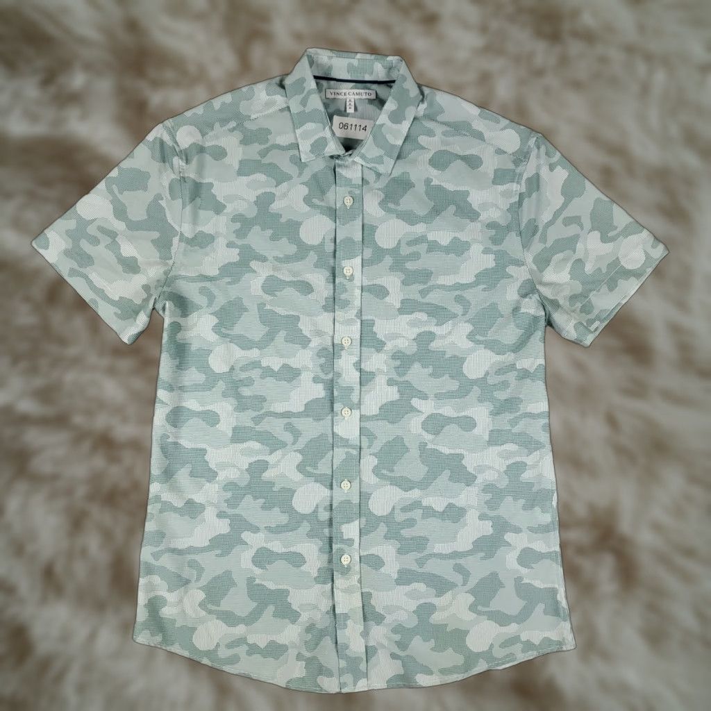 Ralph Lauren Vince Camuto Shirt Mens Size Medium Green Camouflage Button Up Short Sleeve Size US M / EU 48-50 / 2 - 1 Thumbnail