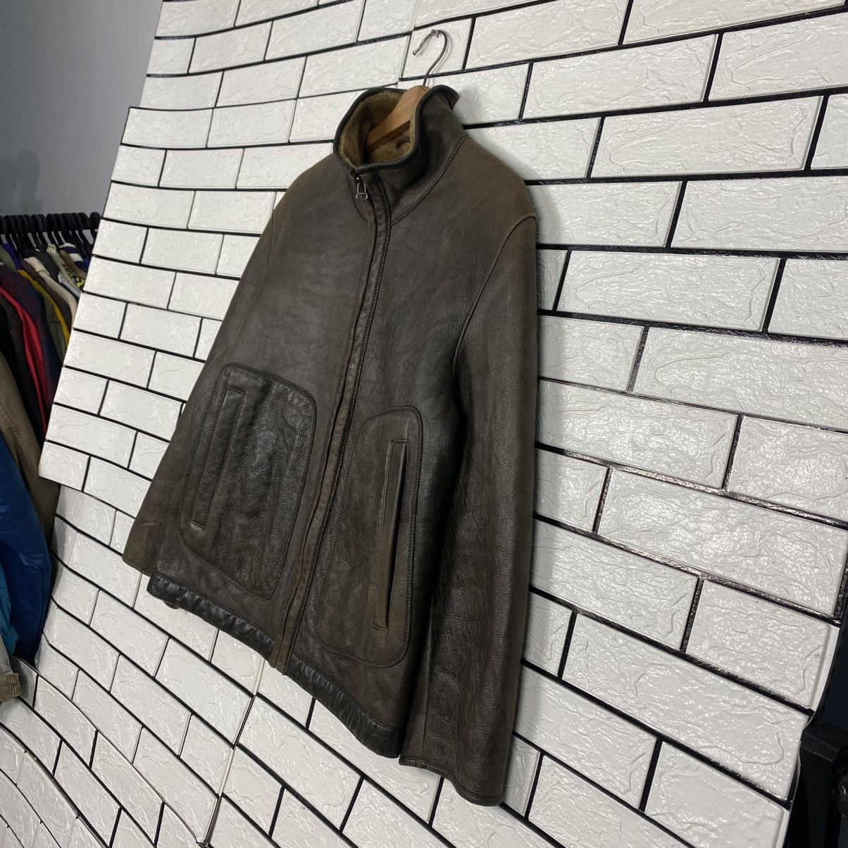 Hugo Boss 🔥VINTAGE LEATHER JACKET HUGO BOSS SHEARLING BLANKET Size US S / EU 44-46 / 1 - 2 Thumbnail