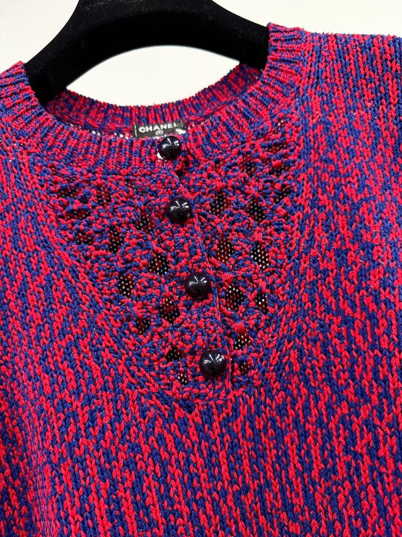 Chanel Chanel Red and blue knitted sweater Size XS / US 0-2 / IT 36-38 - 2 Thumbnail