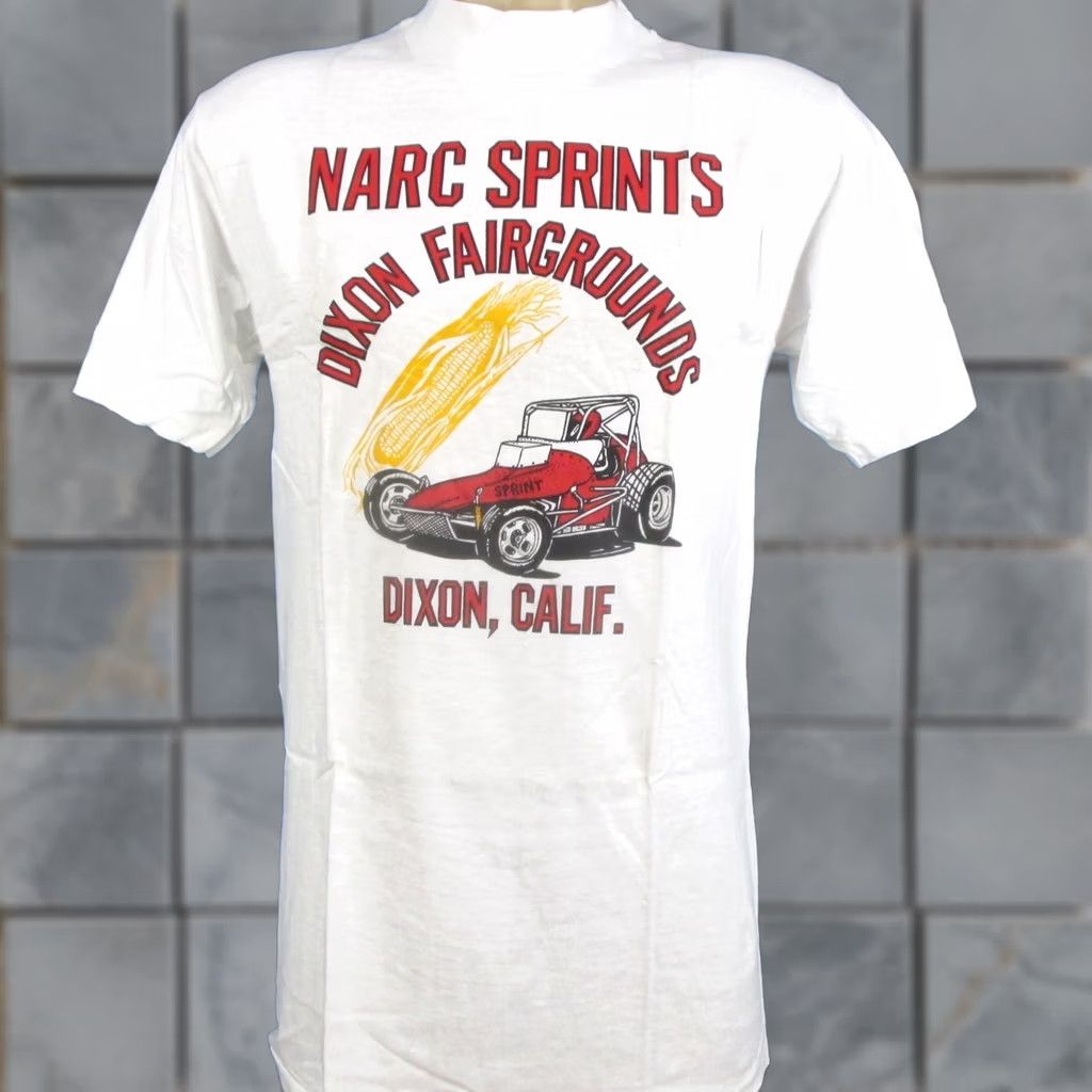 Hanes VINTAGE Hanes T-Shirt 80s S White 100% Cotton Mens NARC SPRINT CAR RACING Dixon California Shirt Mens XS/S Fits Like Small 1980s 90s Size US S / EU 44-46 / 1 - 1 Thumbnail