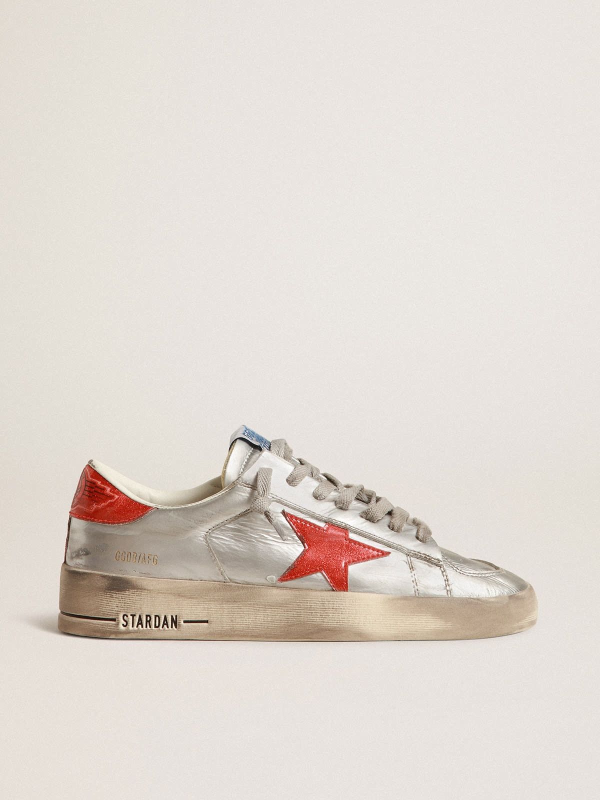Golden Goose o1w1db10425 Stardan Low-Top Sneakers in Silver/Red Size US 8 / IT 38 - 1 Thumbnail