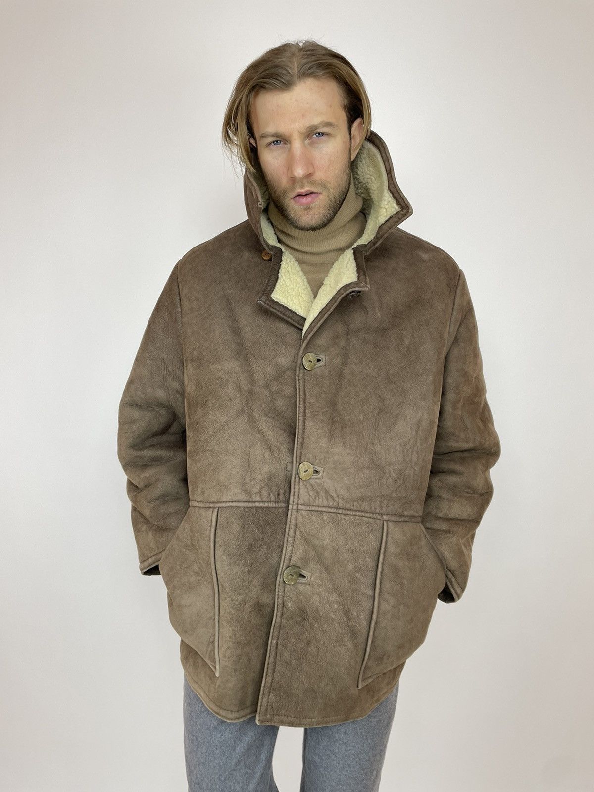 Other antartex Vintage SHEEPSKIN Coat made In Scotland size M-L Size US L / EU 52-54 / 3 - 11 Thumbnail