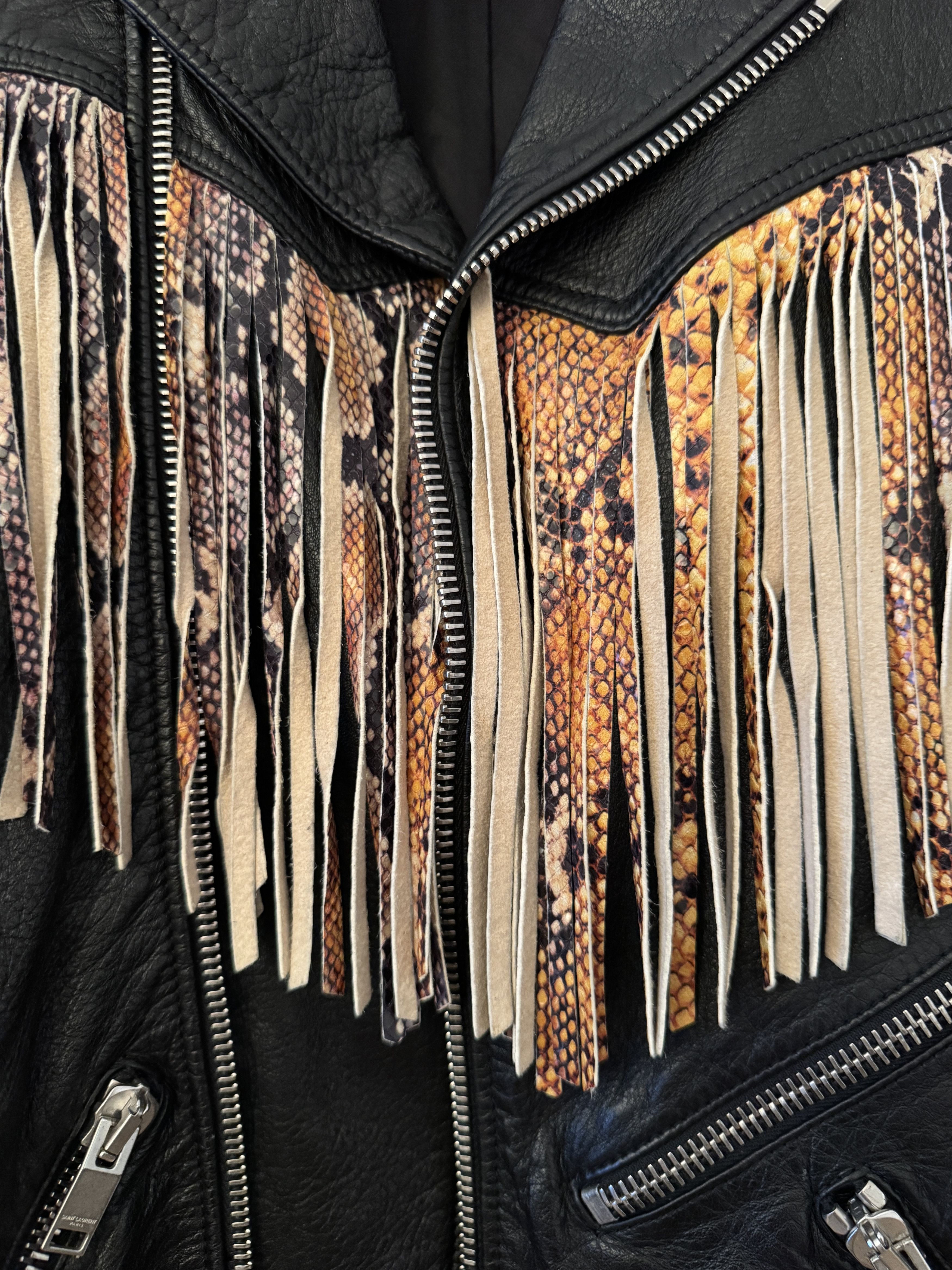 Saint Laurent Paris Saint Laurent SS16 Fringed Python Leather Jacket Surf Sound Size US S / EU 44-46 / 1 - 7 Thumbnail