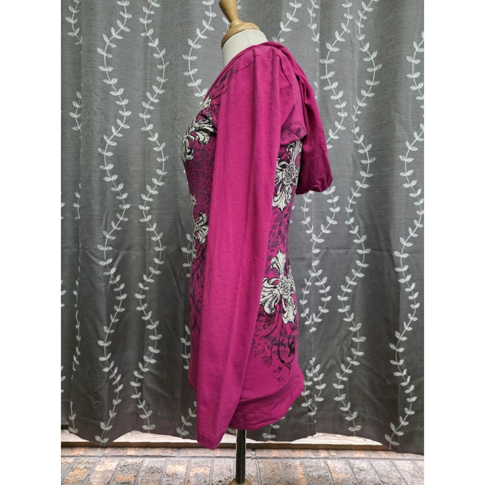 Vintage VINTAGE Bus Stop Women's Long Sleeve Hooded Embellished Shirt Pink Small Size S / US 4 / IT 40 - 2 Thumbnail
