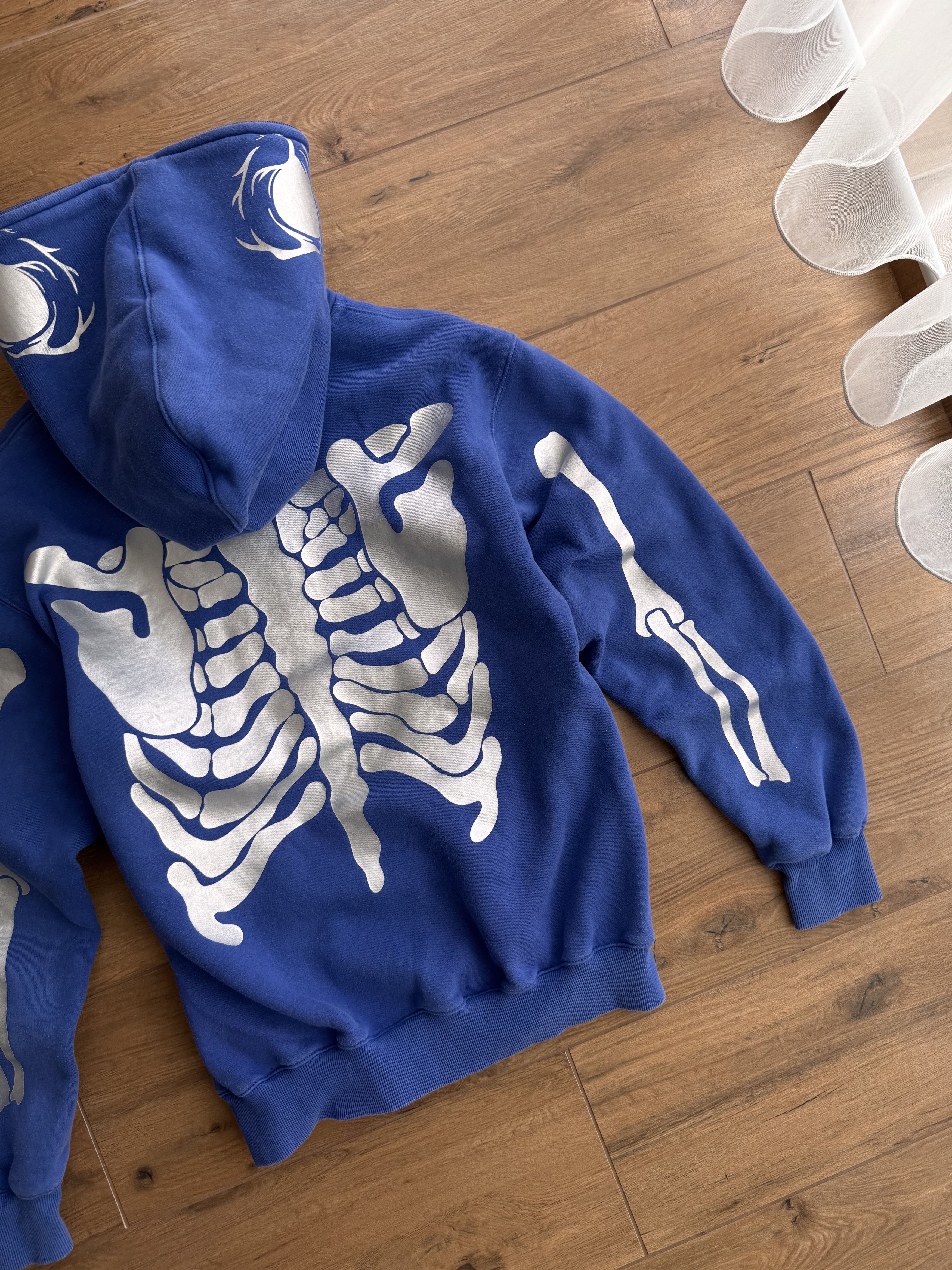 Japanese Brand × Vintage Vintage Kanye West Style Full Zip Skeleton Blue Hoodie Size US M / EU 48-50 / 2 - 11 Thumbnail