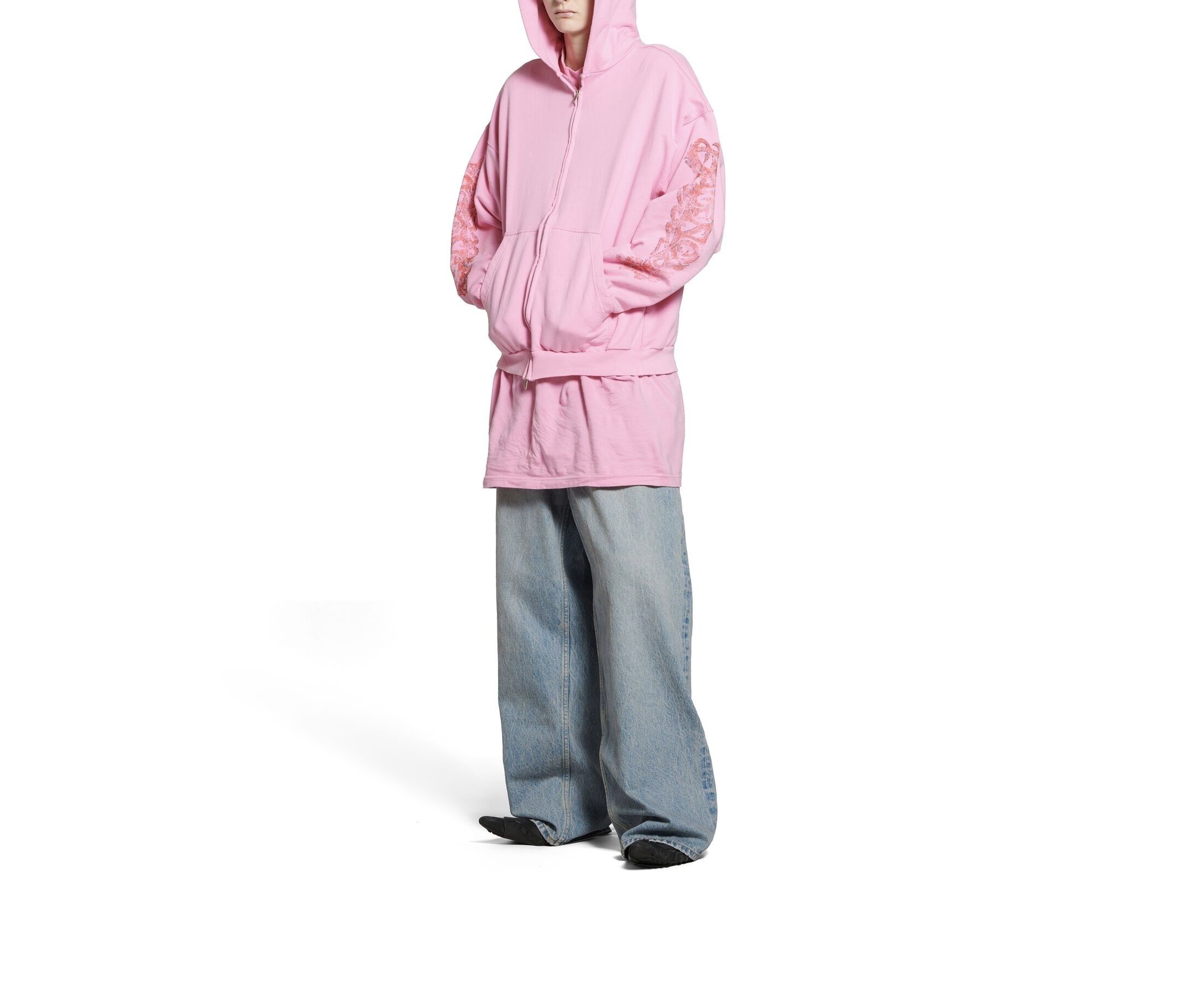 Balenciaga o1tr1nto0725 Offshore Zip-Up Hoodie Medium Fit in Pink Size US S / EU 44-46 / 1 - 5 Thumbnail