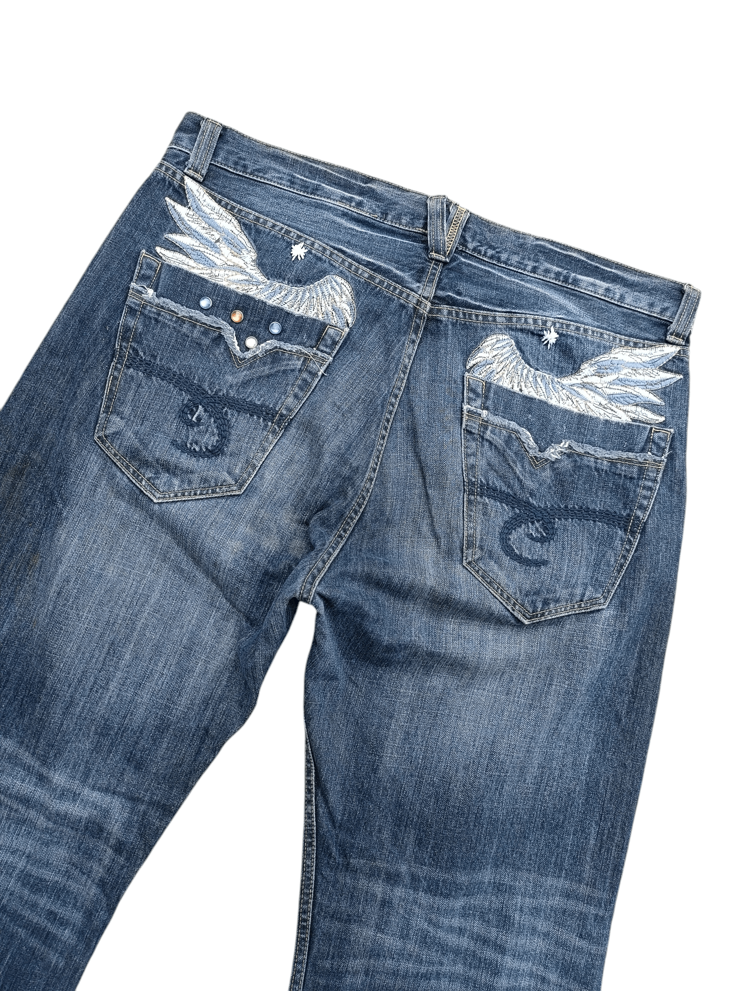 Japanese Brand × Le Grande Bleu (L.G.B.) × Tornado Mart RARE Flared Nylaus Whiskers Distressed Jeans Size US 36 / EU 52 - 5 Thumbnail