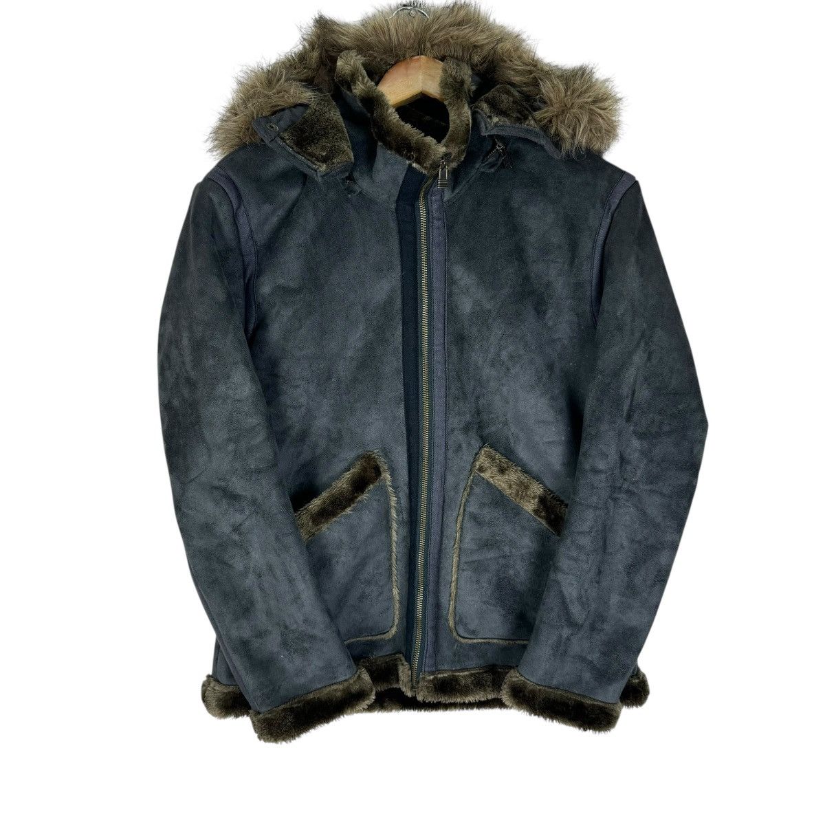 If Six Was Nine ☀️OILCAKE SYNTHETIC LEATHER FUR HOODIE JACKET Size M / US 6-8 / IT 42-44 - 1 Thumbnail