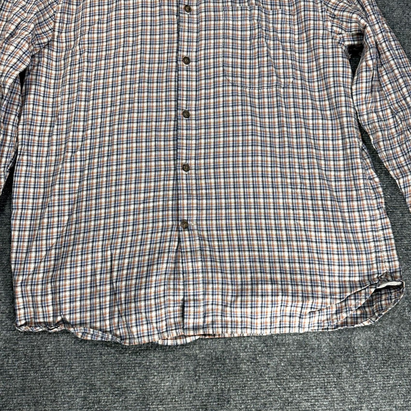 Jos. A. Bank Jos A Bank Shirt Mens Large Blue Tan Plaid Cotton Flannel Tailored Fit Pocket Buttons Size US L / EU 52-54 / 3 - 2 Thumbnail