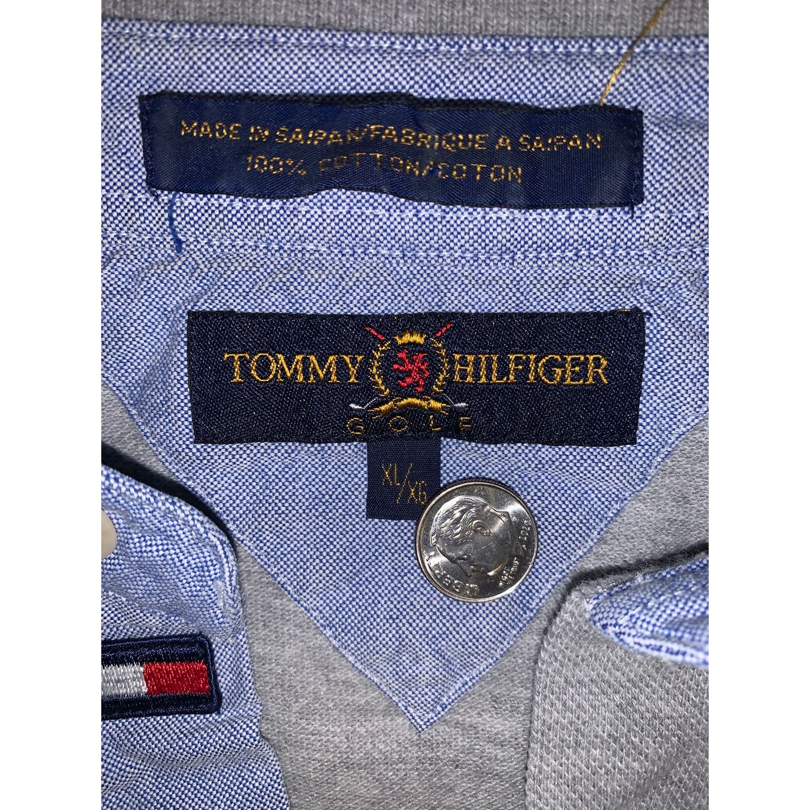 Tommy Hilfiger Tommy Hilfiger Golf Polo Shirt XL Gray Crest Made in Saipan Size US XL / EU 56 / 4 - 6 Thumbnail