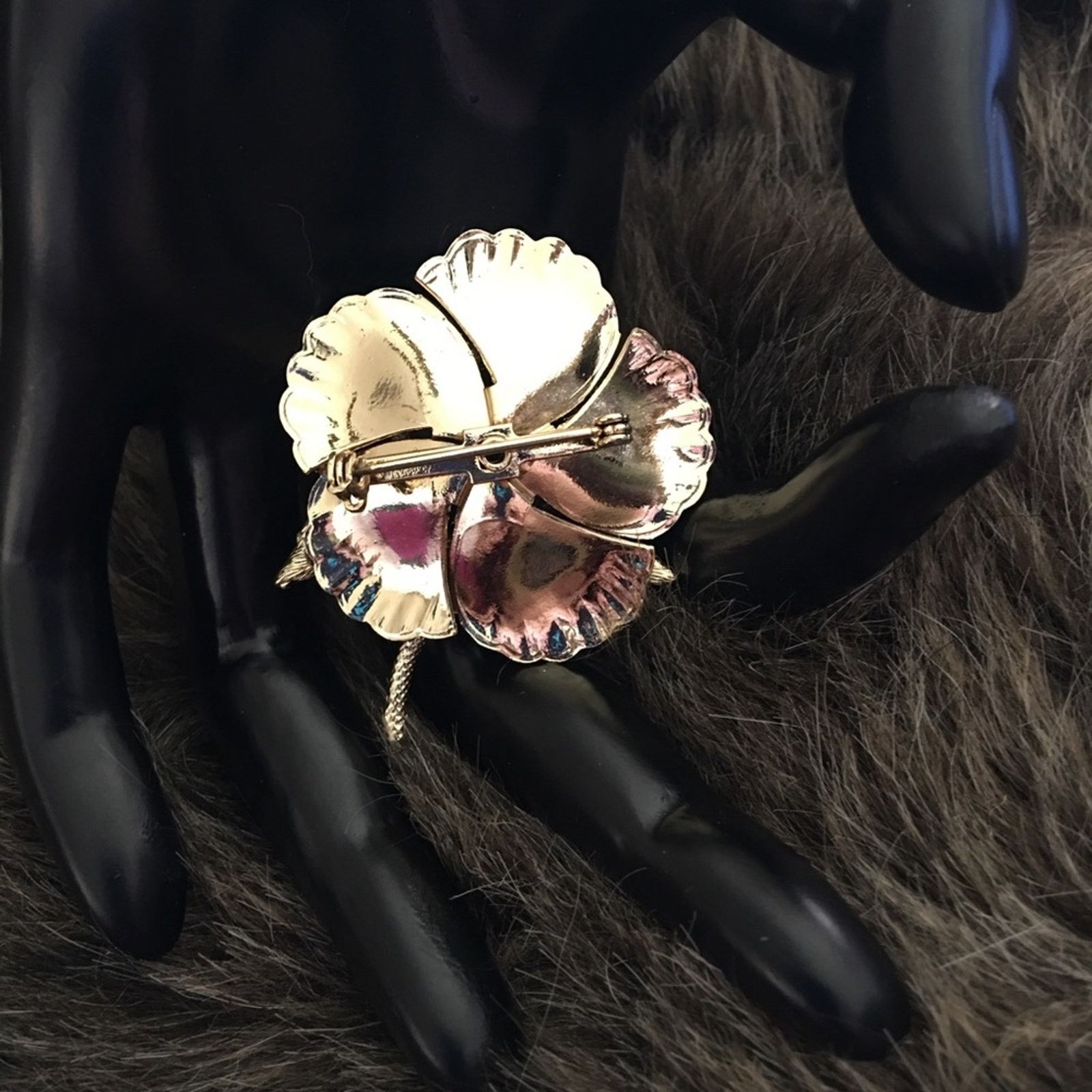 Vintage Vintage 80s shiny gold tone flower brooch pin Size ONE SIZE - 2 Thumbnail