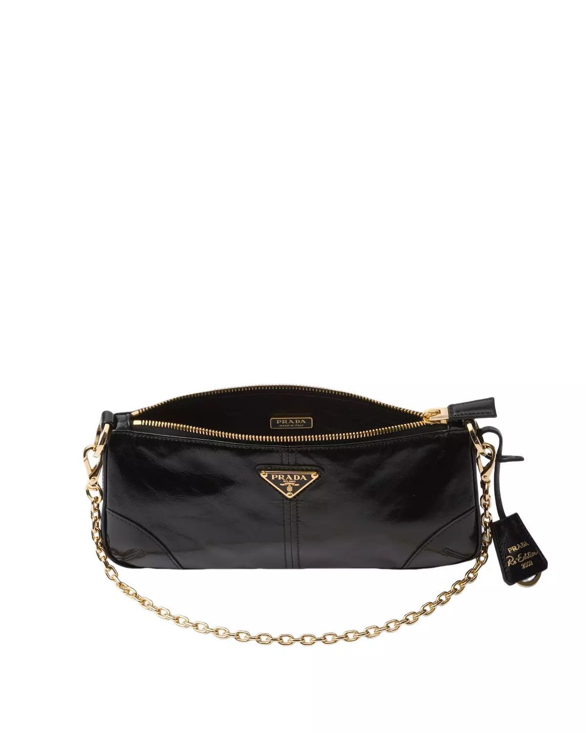 Prada PRADA Re-Edition 2002 Medium Black Leather Shoulder Bag Size ONE SIZE - 1 Thumbnail