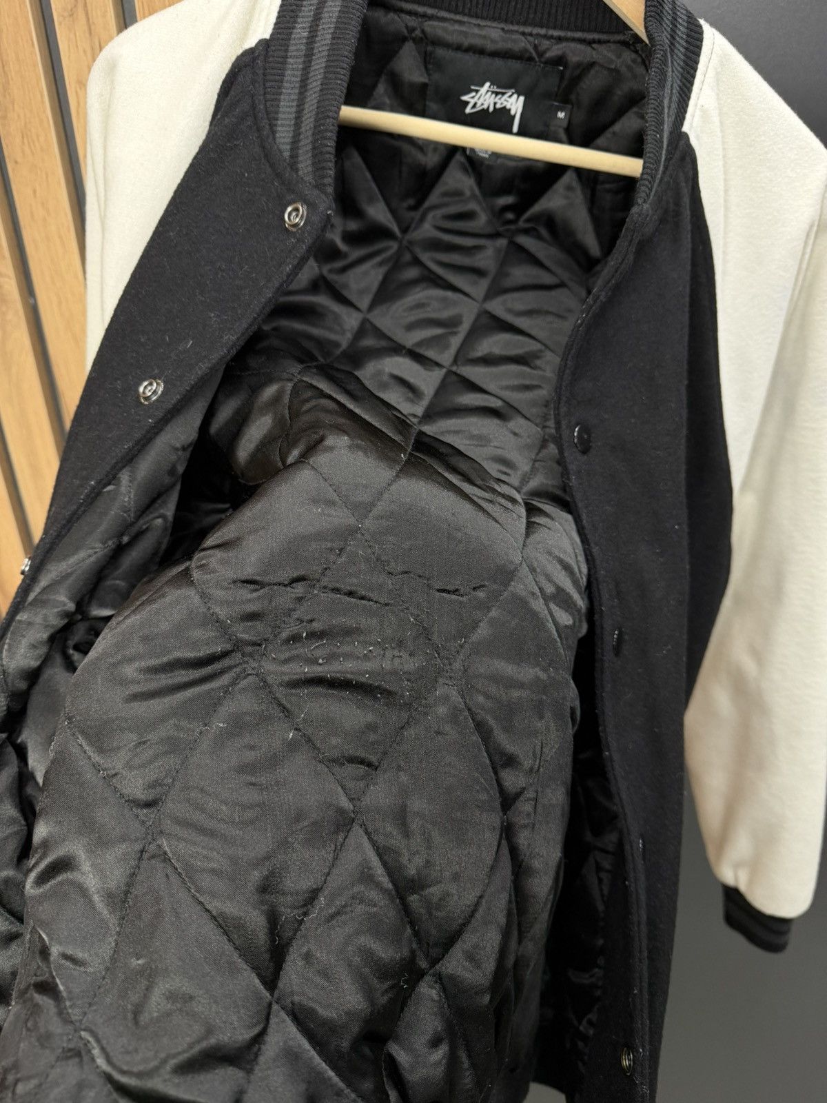 Stussy Stussy Varsity Wool Jacket Big Logo Black Size M Size US M / EU 48-50 / 2 - 11 Thumbnail