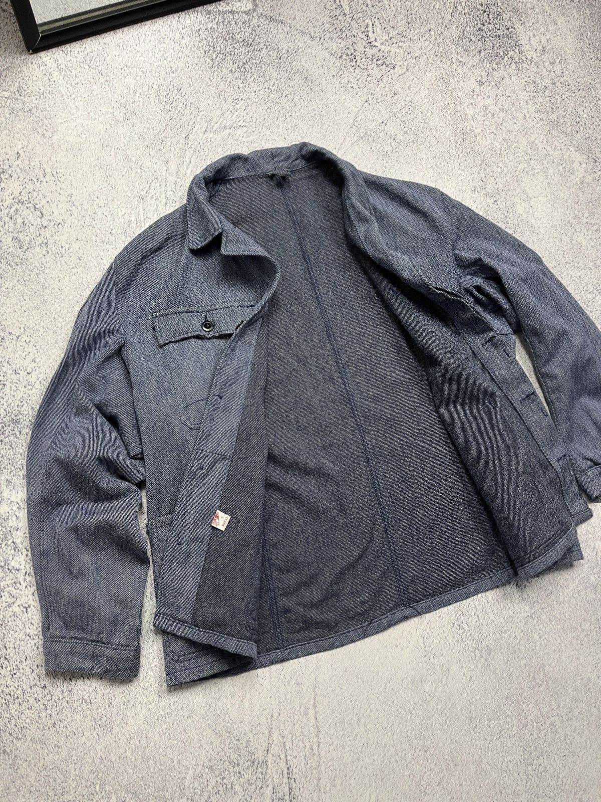 Vintage Vintage 90's French Work Denim Jacket Le Laboureur Lutteurs Size US L / EU 52-54 / 3 - 13 Thumbnail