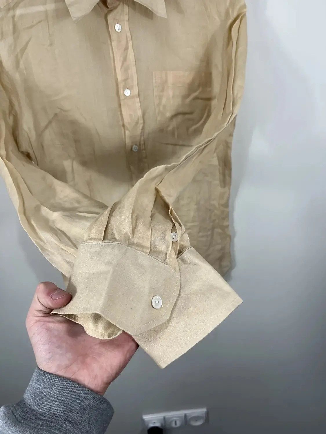 Dolce & Gabbana × Vintage Vintage Dolce & Gabanna Men's Yellow Luxury Button Up Shirt Size US M / EU 48-50 / 2 - 5 Thumbnail