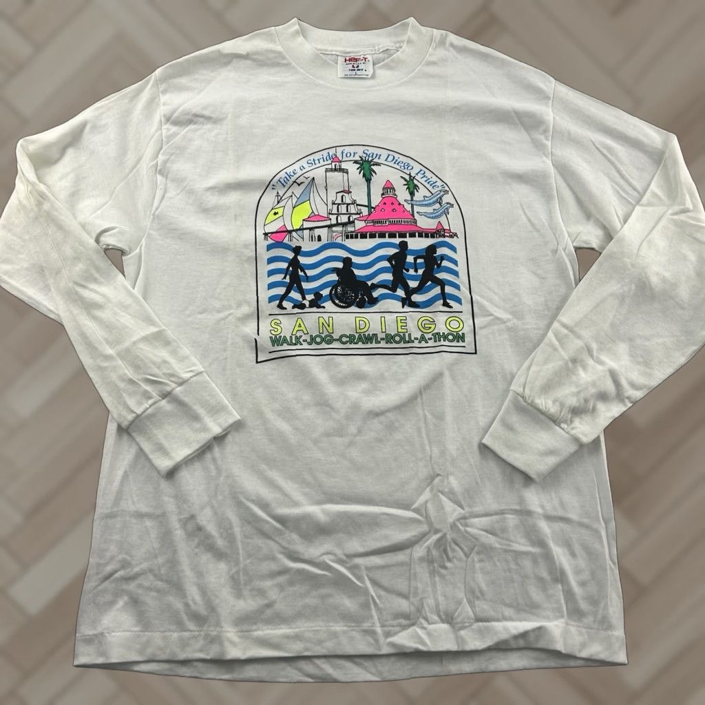 TEE JAYS Vintage San Diego Walk Jog Crawl Roll A Thon Long Sleeve T Shirt Men's Large Size US L / EU 52-54 / 3 - 1 Thumbnail