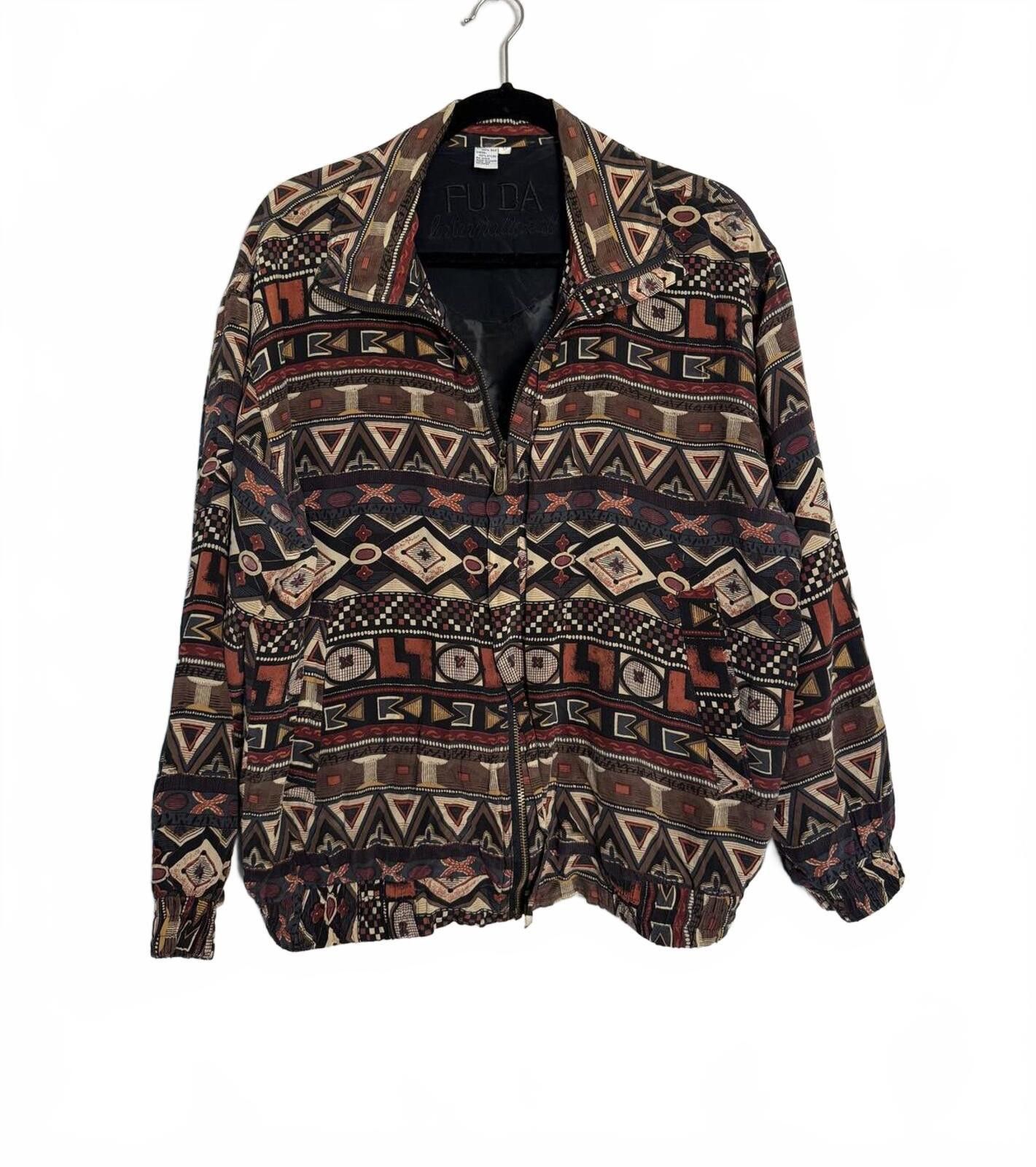 Other Vintage 90s FU DA Patterned Silk Bomber Jacket Size M / US 6-8 / IT 42-44 - 1 Thumbnail