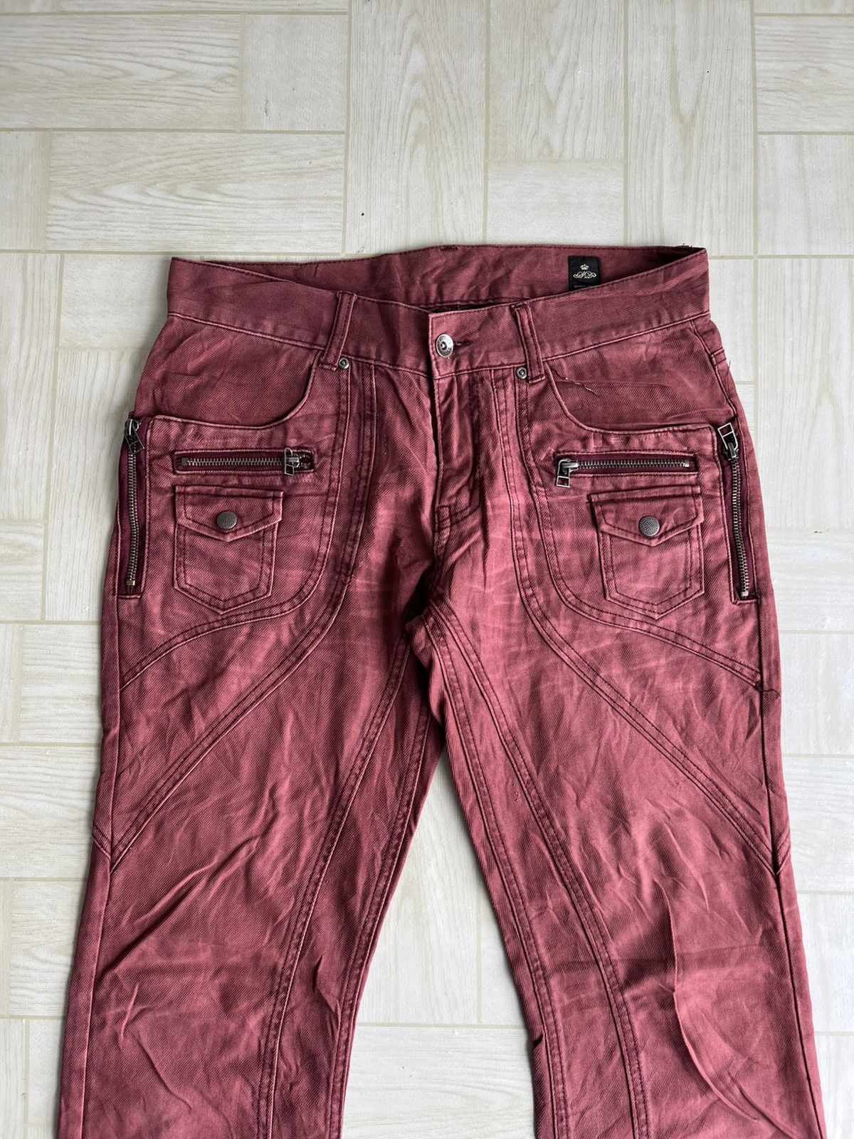 BUFFALO BOBS Y2K Semantic Design 🇯🇵 Spiral Cut Flare Hem Boot Cut Jeans Size US 33 - 1 Thumbnail