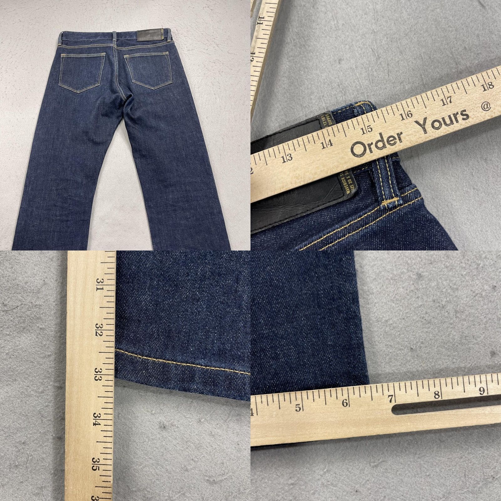 Buck Mason Buck Mason Jeans Mens 30x34 Maverick Slim 14 Oz Raw Denim Stretch Straight Blue Size US 30 / EU 46 - 8 Thumbnail