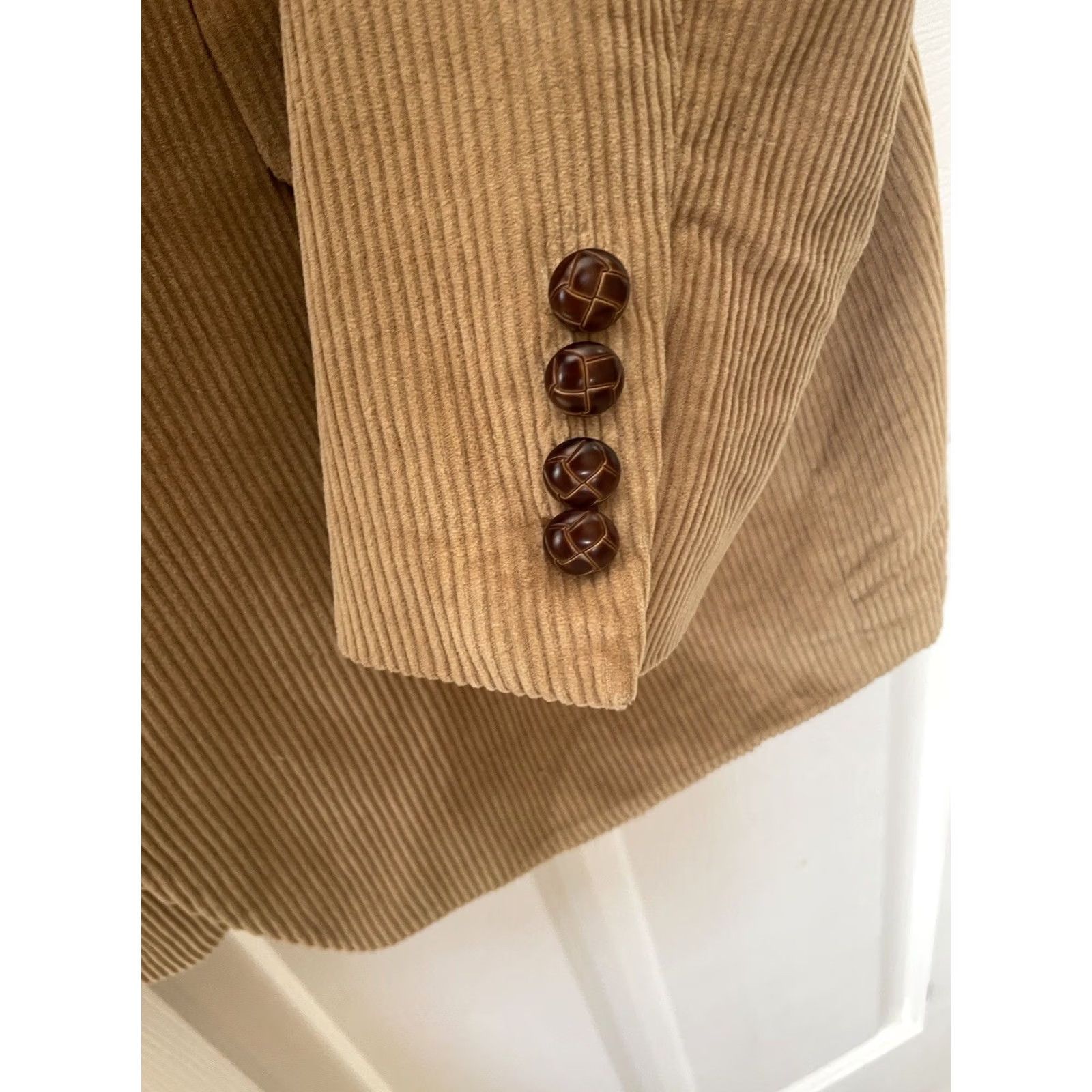 Ralph Lauren VINTAGE Lauren Ralph Lauren Sport Coat Blazer Mens 42R Corduroy Tan Two-Button Notch Lapel Regular Front Solid Beiges Size 42R - 5 Thumbnail