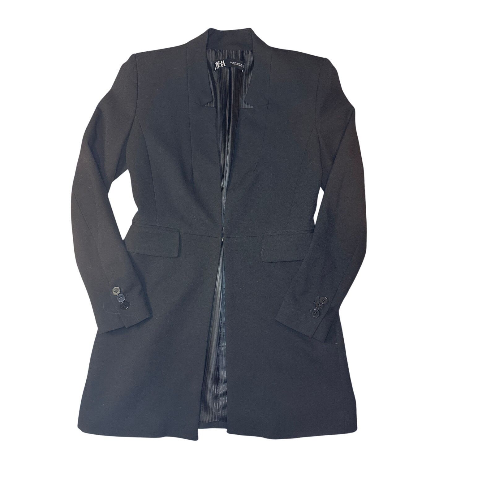 Zara Zara knee length blazer shoulder pads hook closure Size M / US 6-8 / IT 42-44 - 1 Thumbnail
