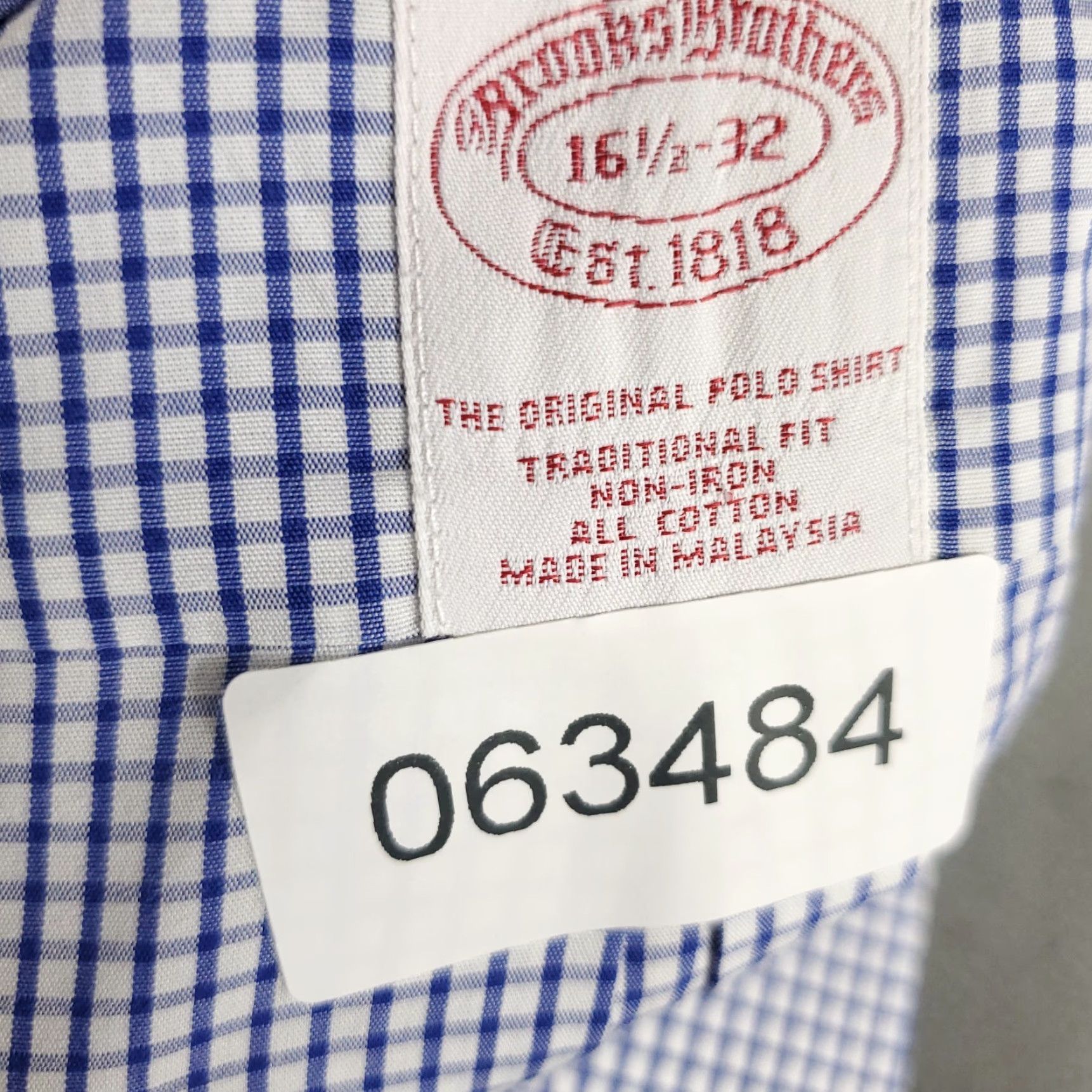 Brooks Brothers Brooks Brothers Dress Shirt Mens 16.5 Blue Check Long Sleeve Button Up Size 42R - 7 Thumbnail