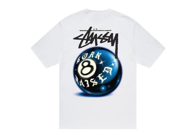 Stussy STUSSY & BORN X RAISED 8 BALL White Tee T-Shirt | Size S | Grailed