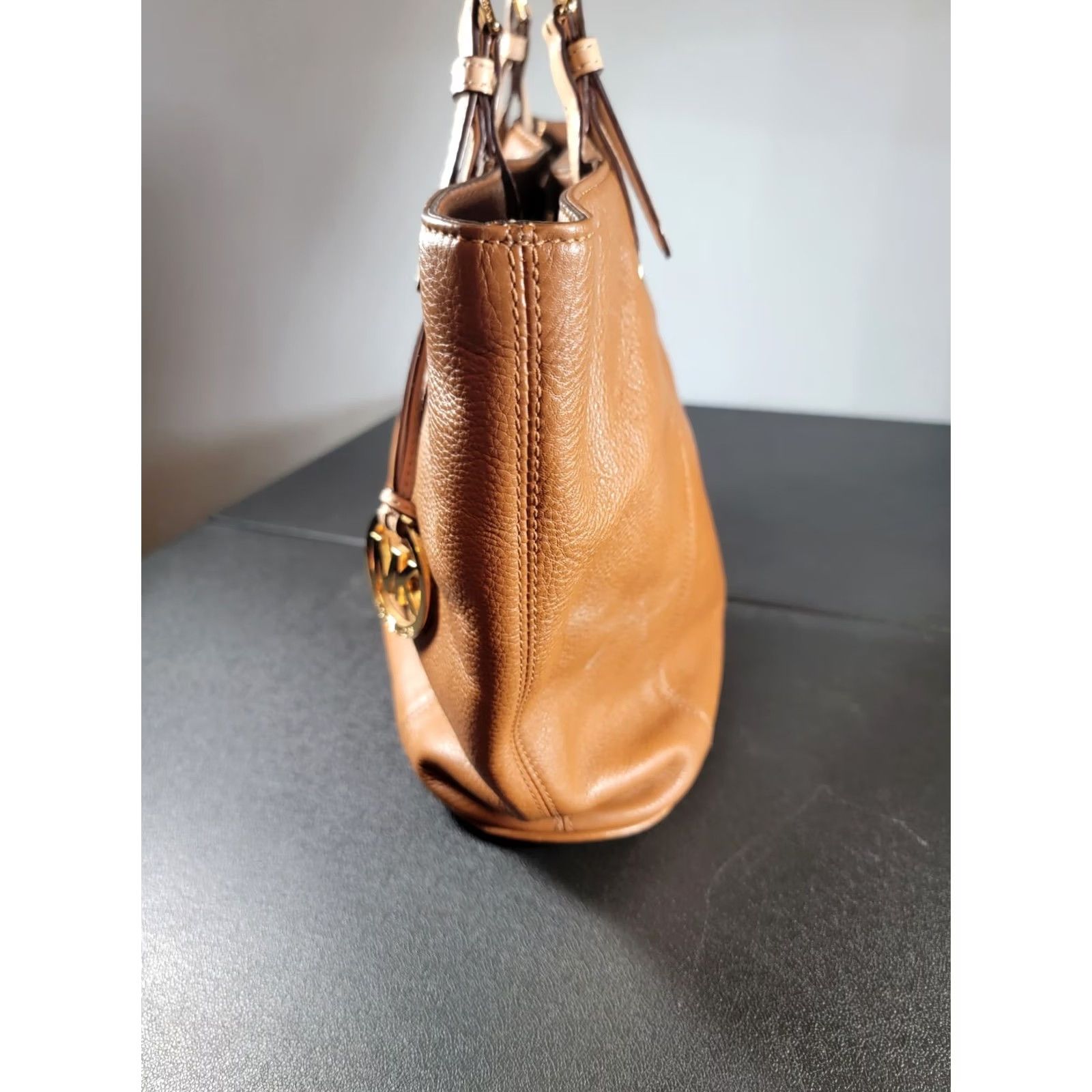 Michael Kors Michael Kors Jet Set Large Brown Pebble Leather Tote Purse Women Size ONE SIZE - 3 Thumbnail