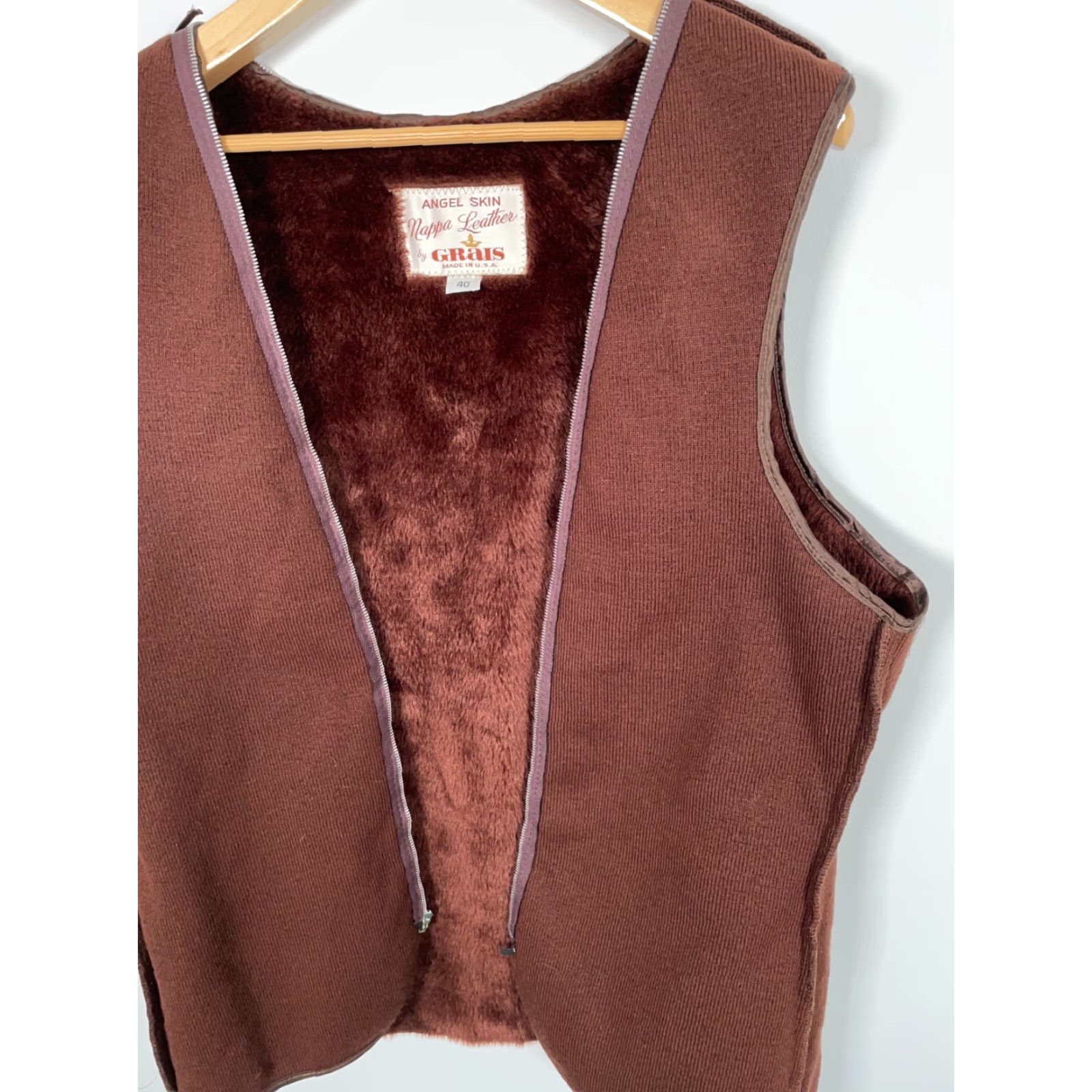 Vintage Grais Vintage Leather Jacket Zip Out Liner Men’s 40 Brown Faux Fur Vest Deep Pile Brown Zip-Out Liner Way Size US XXS / EU 40 - 7 Thumbnail