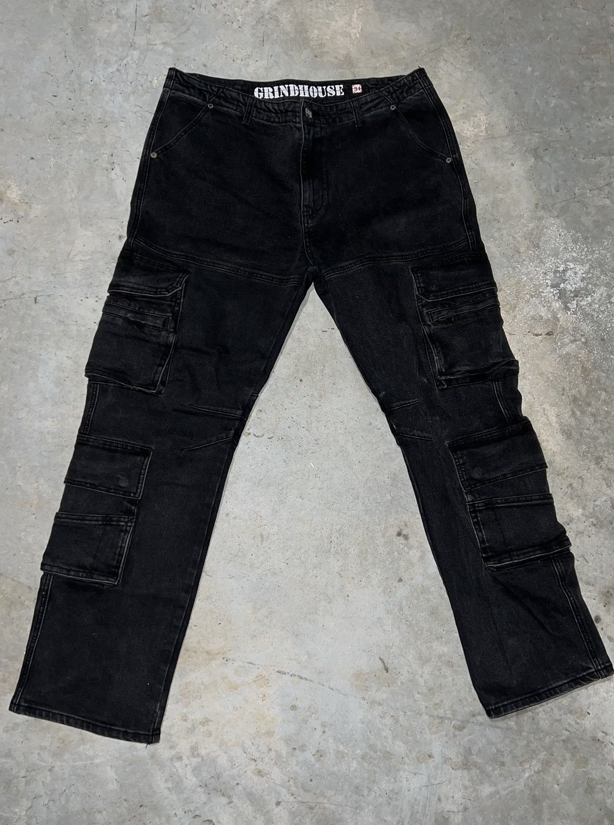 Designer × Other Grindhouse Denim Baggy Cargo Pants Size US 34 / EU 50 - 1 Thumbnail