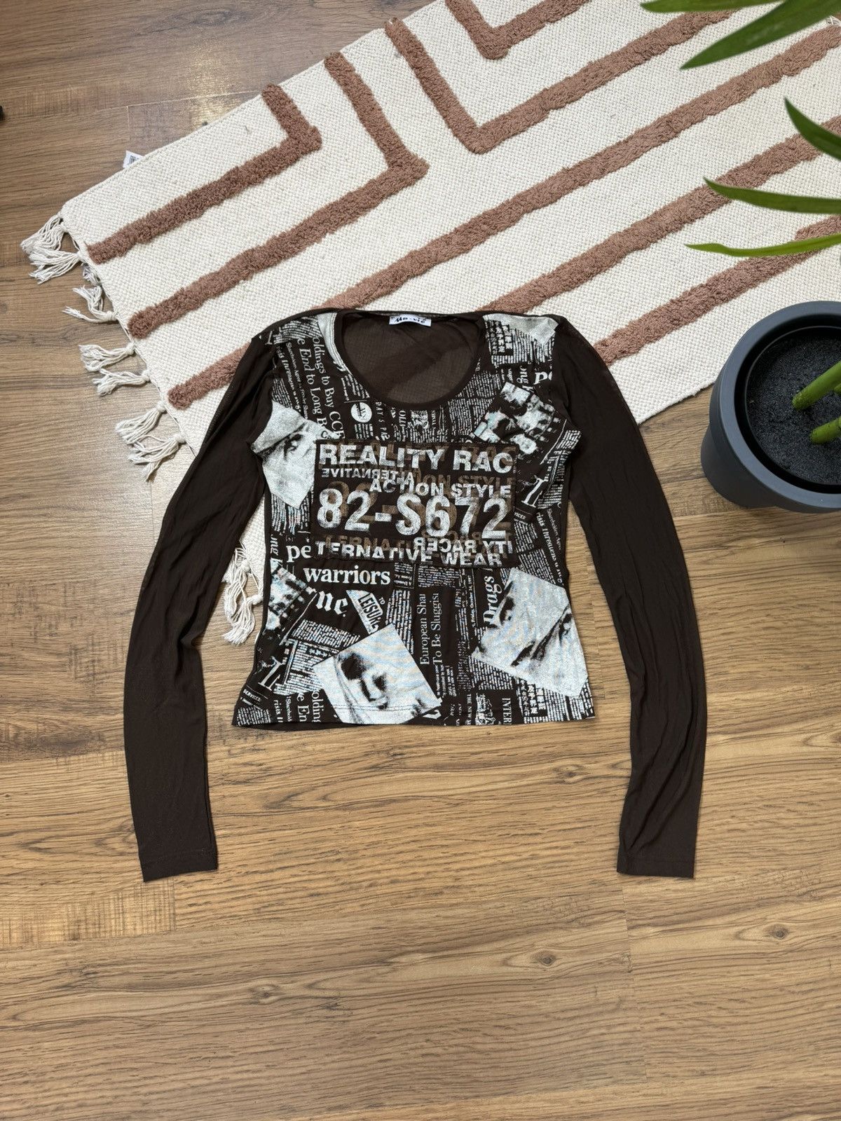 VINTAGE JEAN PAUL GAULTIER STYLE MESH PRINTED LONG SLEEVE