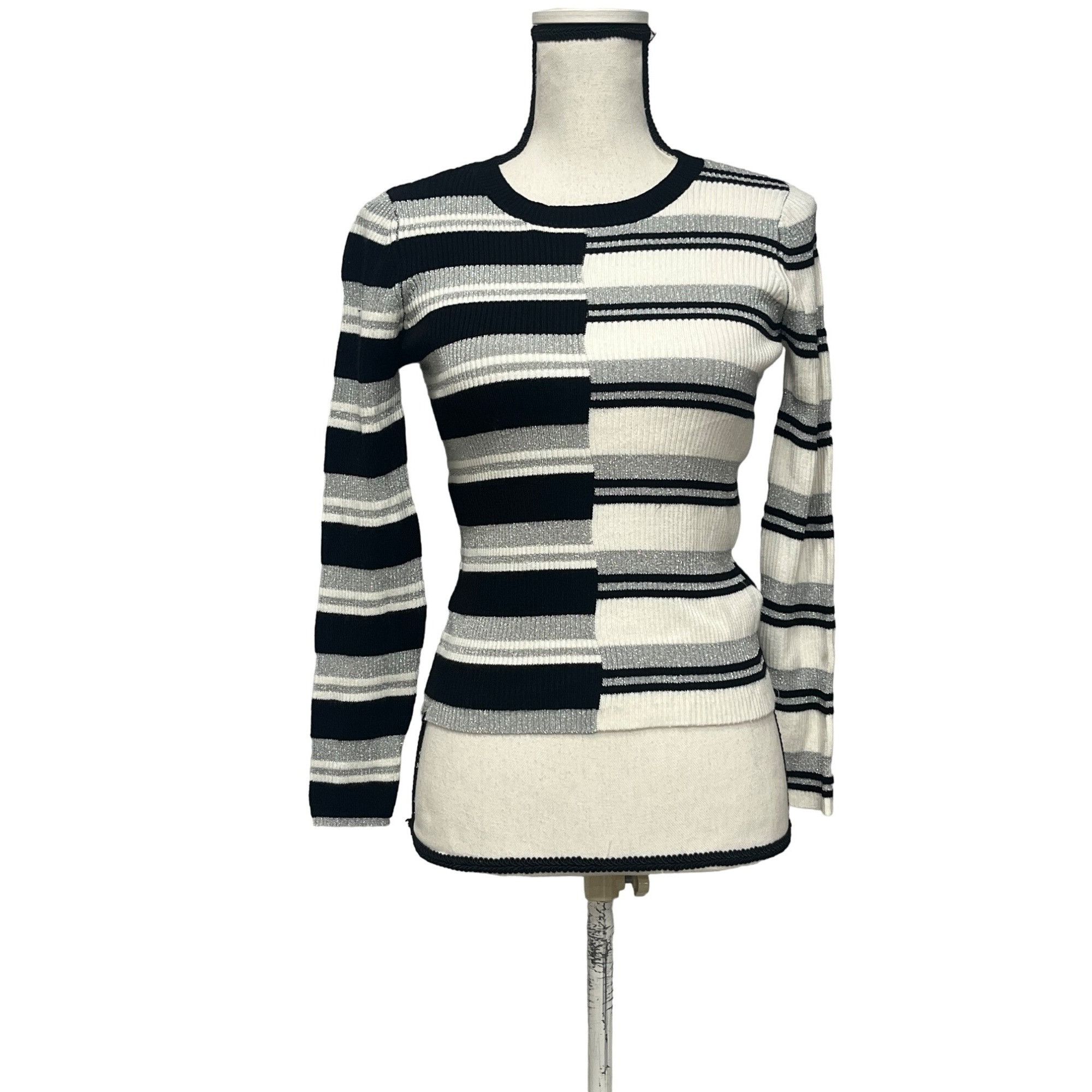 Other Circus NY Women's Colorblock Stripe Rib knit Pullover Sweate Size S / US 4 / IT 40 - 2 Thumbnail