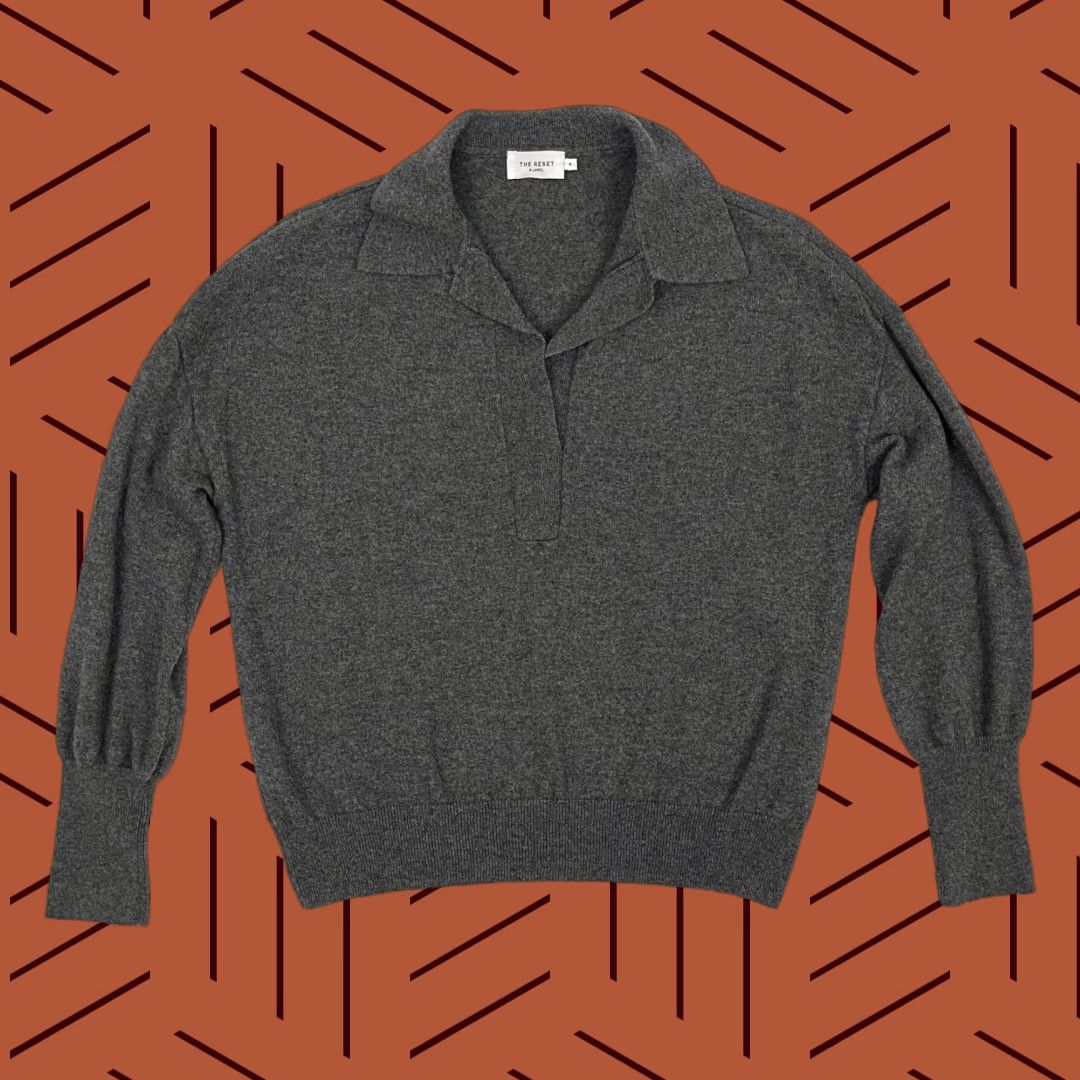 J.Crew Womens Sweater The Reset R Label Gray Ribbed Cashmere Wool Quiet Luxury Prep S Size L / US 10 / IT 46 - 1 Thumbnail