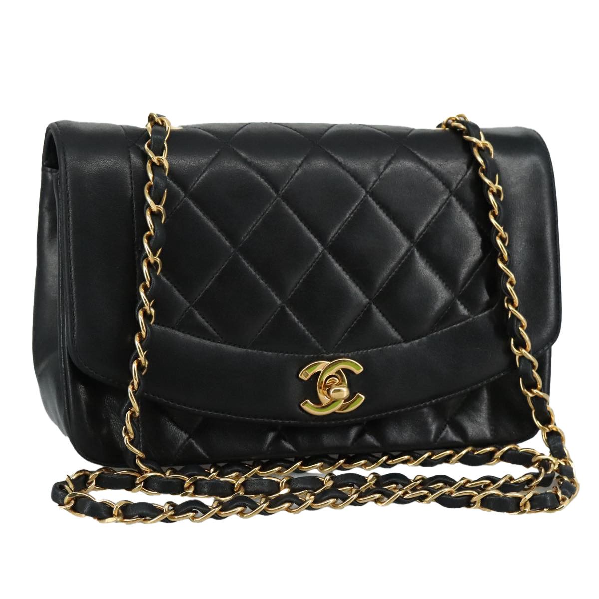 Chanel Diana Black Leather Shoulder Bag (Pre-Owned) Size ONE SIZE - 1 Thumbnail