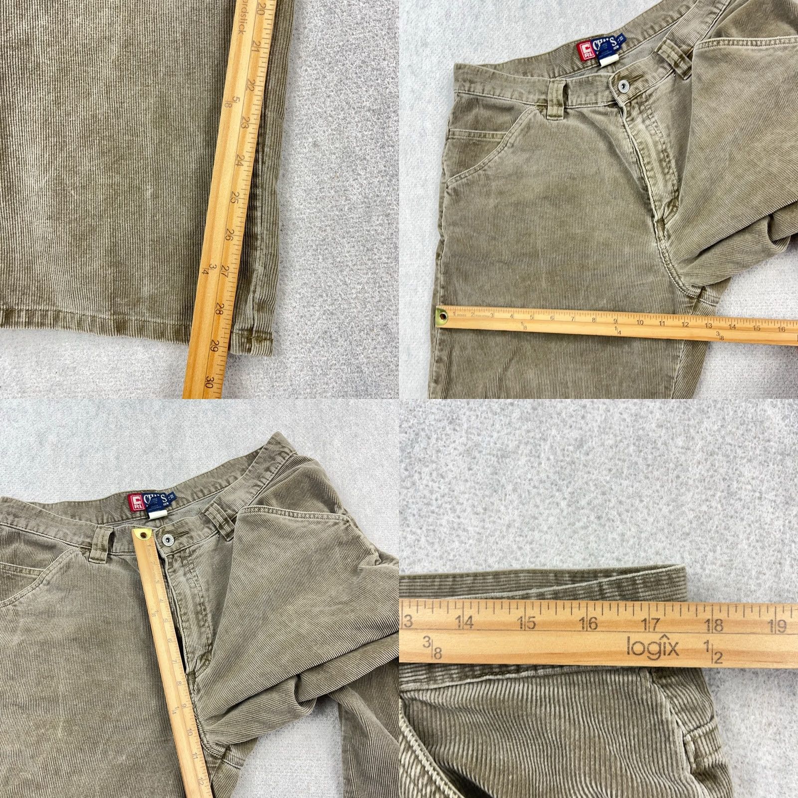 Tommy Hilfiger VINTAGE Chaps Ralph Lauren Pants Men 34x30 Olive Green Corduroy Carpenter Baggy Size US 34 / EU 50 - 8 Thumbnail