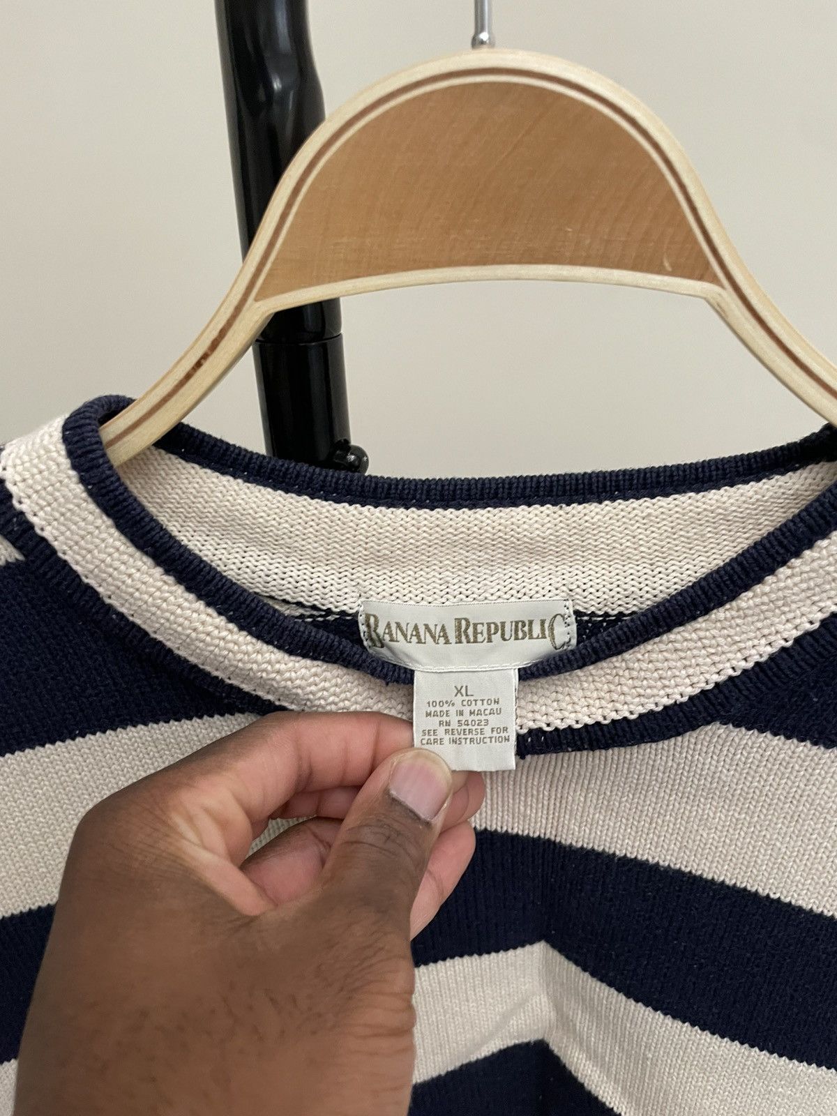 Vintage Vintage Blue Cream Striped Sweater Knit Our Legacy Size US L / EU 52-54 / 3 - 3 Thumbnail