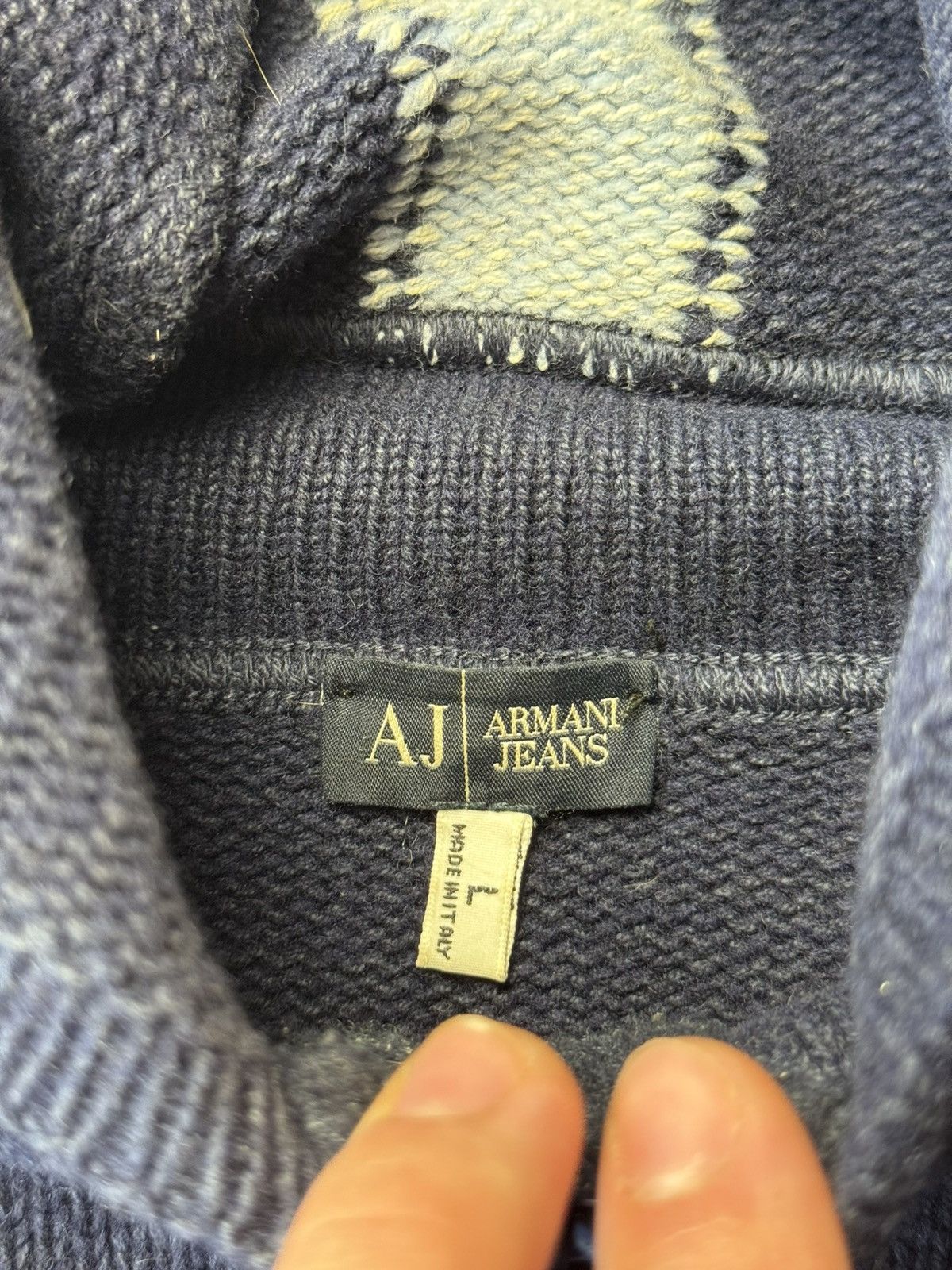 Armani Vintage Armani Jeans Knitwear Hoodie Y2K big Logo Size US L / EU 52-54 / 3 - 10 Thumbnail