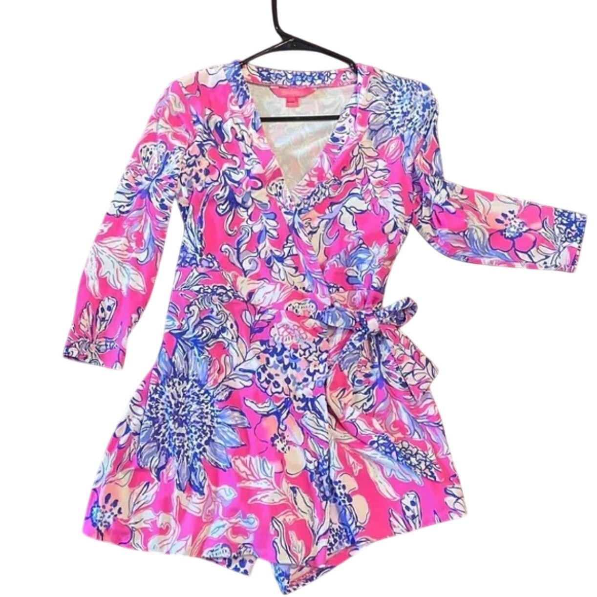Lilly Pulitzer Lilly Pulitzer Karlie Wrap Romper Pink Tropics Sun Small Size 26" / US 2 / IT 38 - 3 Thumbnail