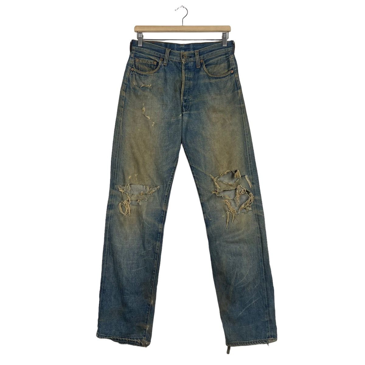Levi's × Levi's Vintage Clothing × Vintage 🔥 90s VINTAGE LEVIS BIG E RED LINE DYED DISTRESS DENIM Size US 30 / EU 46 - 2 Thumbnail
