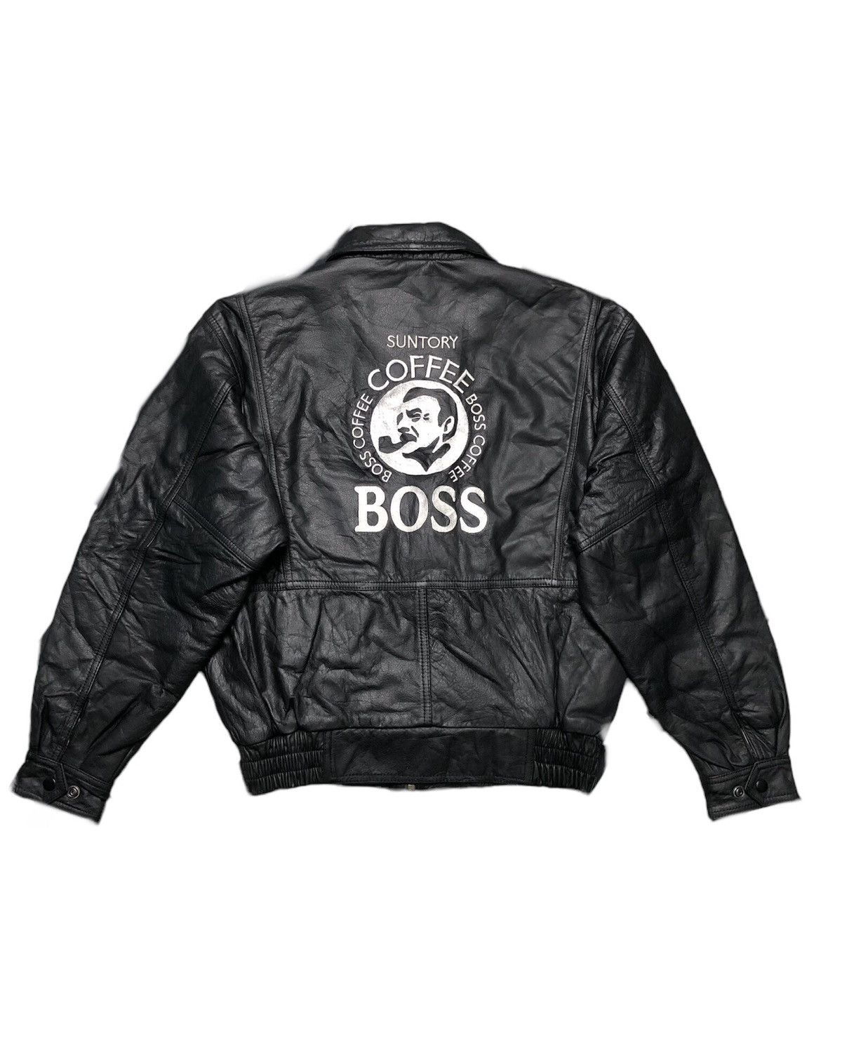Bomber Jacket × Japanese Brand × Leather Jacket Vintage Suntory 