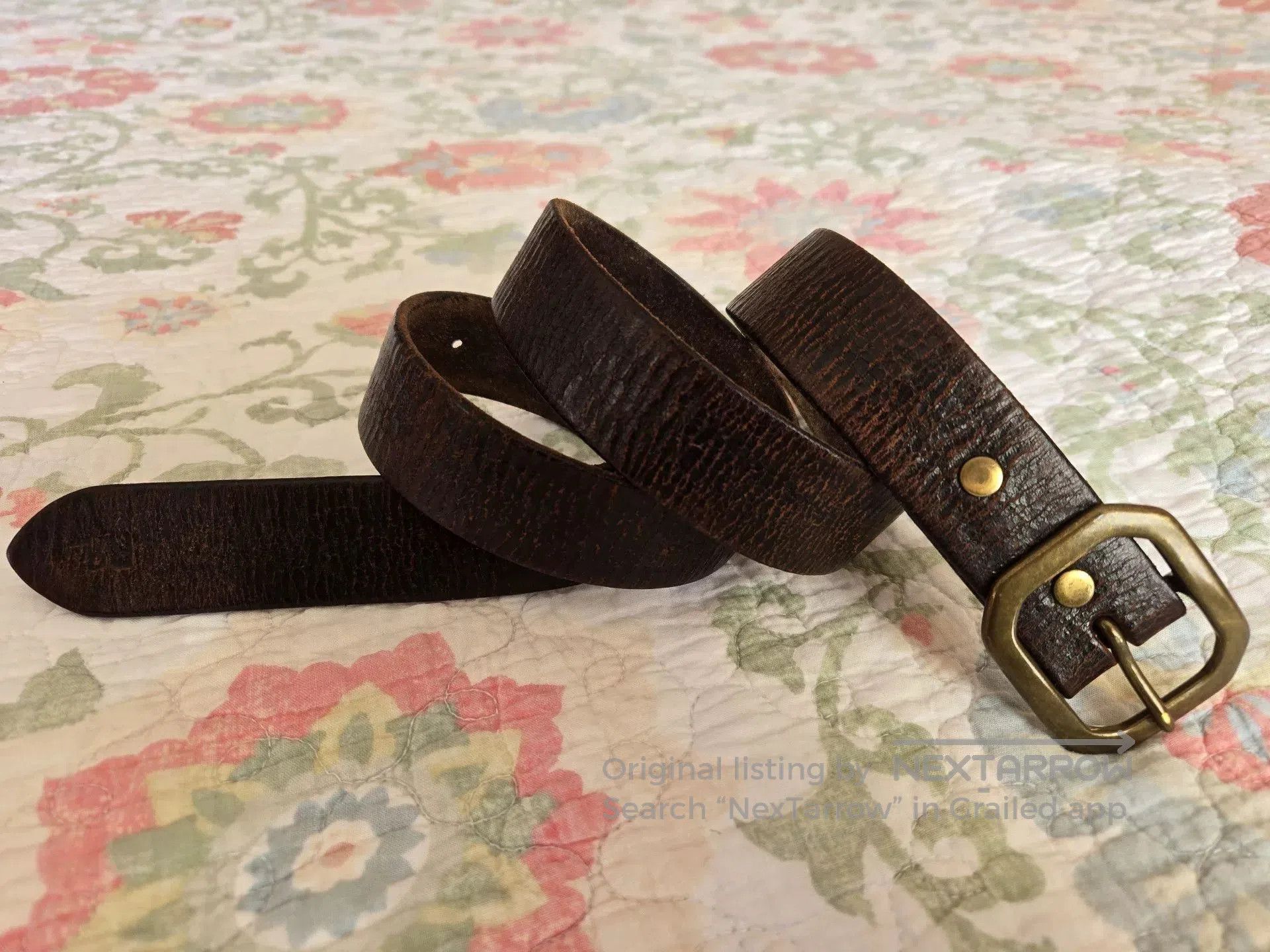 RRL Ralph Lauren RRL W32 Octagonal Buckle Cracked Belt. Size ONE SIZE - 6 Thumbnail