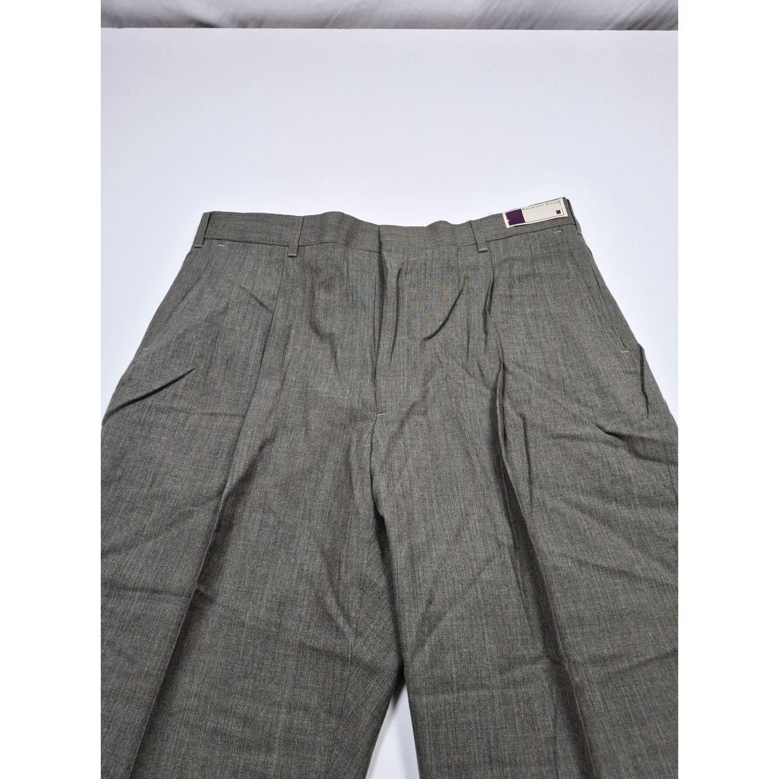 Vintage Racquet Club Mens Dress Pants 38x36 Gray Wool Pleated Straight Unhemmed USA NWT Size US 38 / EU 54 - 2 Thumbnail