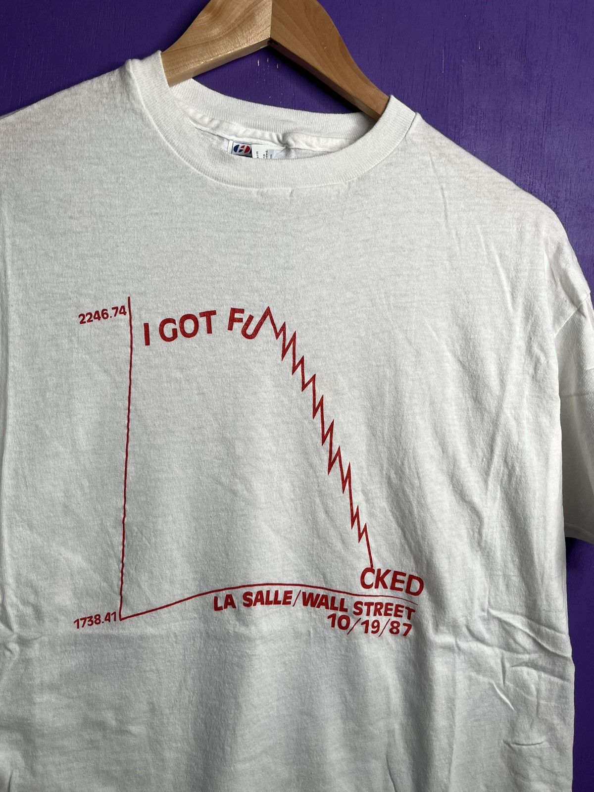 Vintage Vintage 1987 I got f*cked at Wall Street t-shirt Size US M / EU 48-50 / 2 - 3 Thumbnail