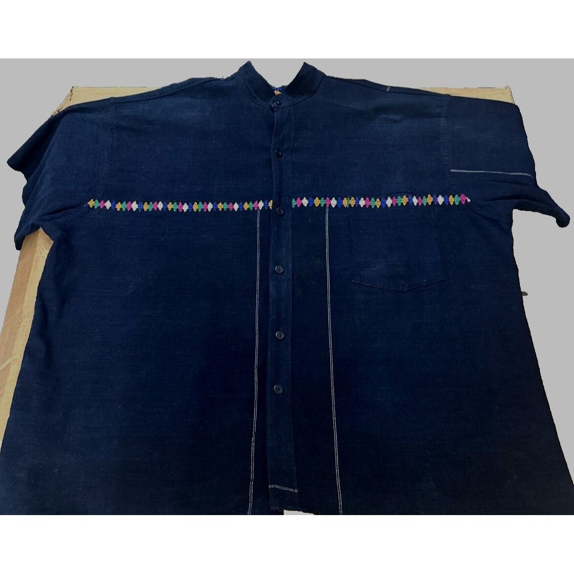 Other CCC Guatemalan Made Cotton Acrylic Mens Short Sleeve Navy Bl Size US XXS / EU 40 - 2 Thumbnail