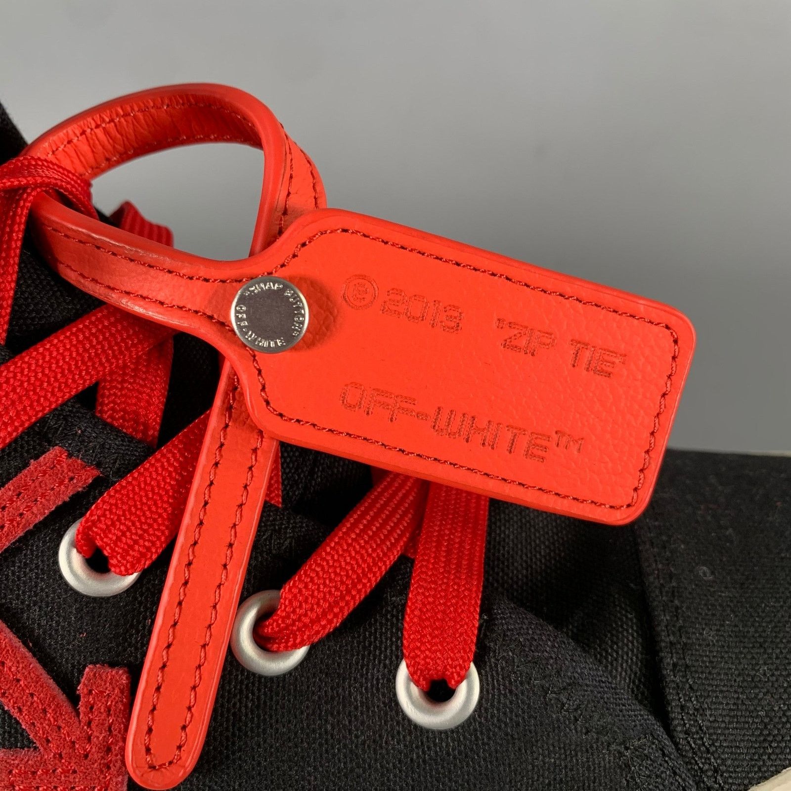 Off-White OFF-WHITE Size 13 Black Red Logo Canvas High Top Sneakers Size US 13 / EU 46 - 3 Thumbnail