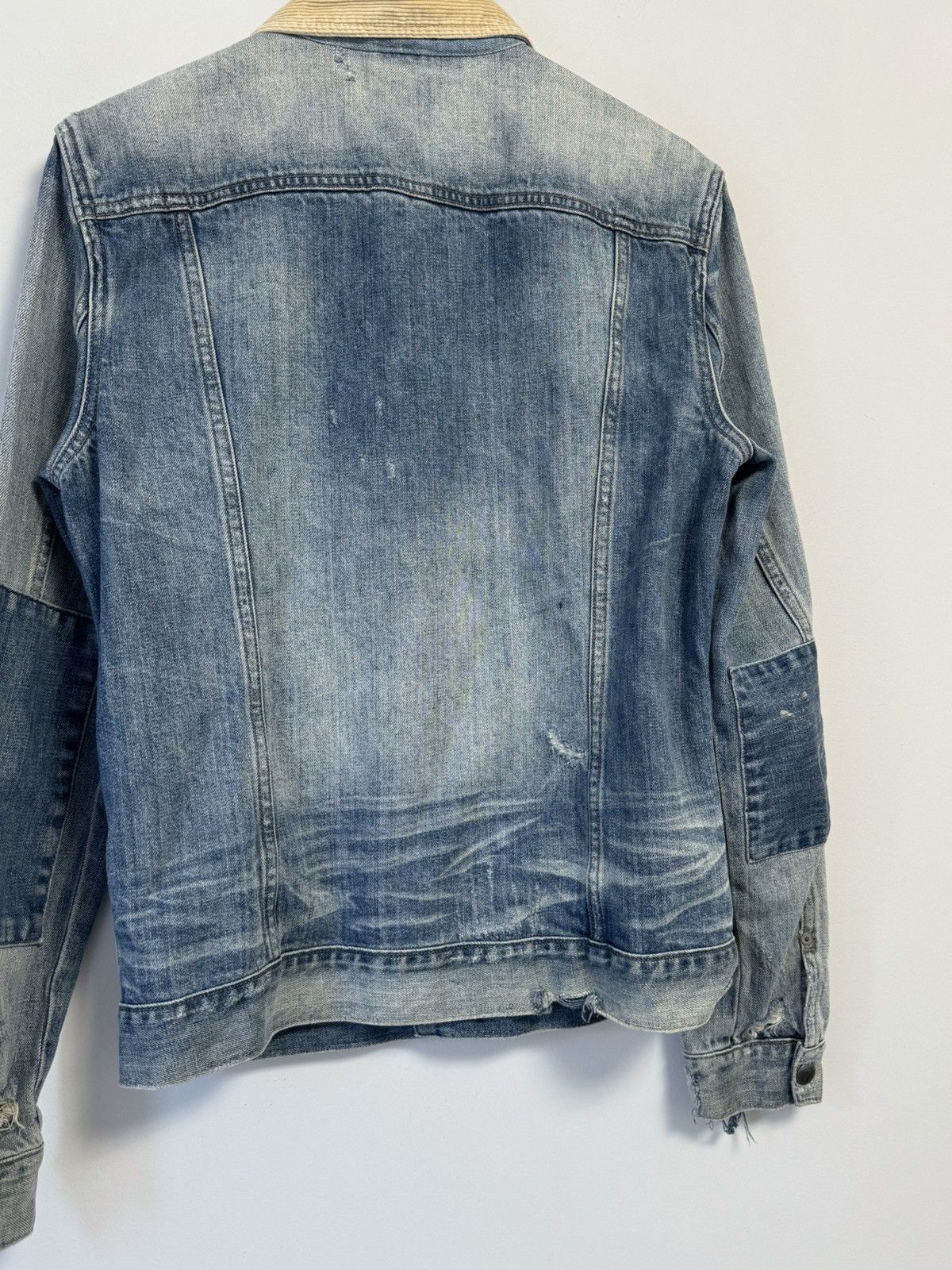 Allsaints AllSAINTS Iren Men's Distressed Denim Jacket Mid Indigo Size US M / EU 48-50 / 2 - 14 Thumbnail