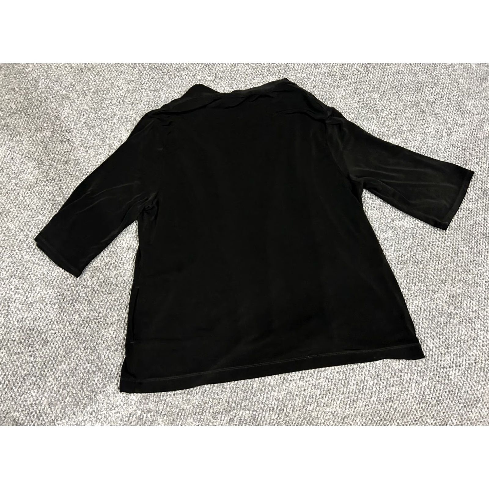 Vintage Chicos Blouse Shirt Womens 3 Black Stretch Long Sleeve Travel Casual Knit Acetate Regular Size 3 Blue Pattern Solid Classic Vintage No Size XS / US 0-2 / IT 36-38 - 5 Thumbnail